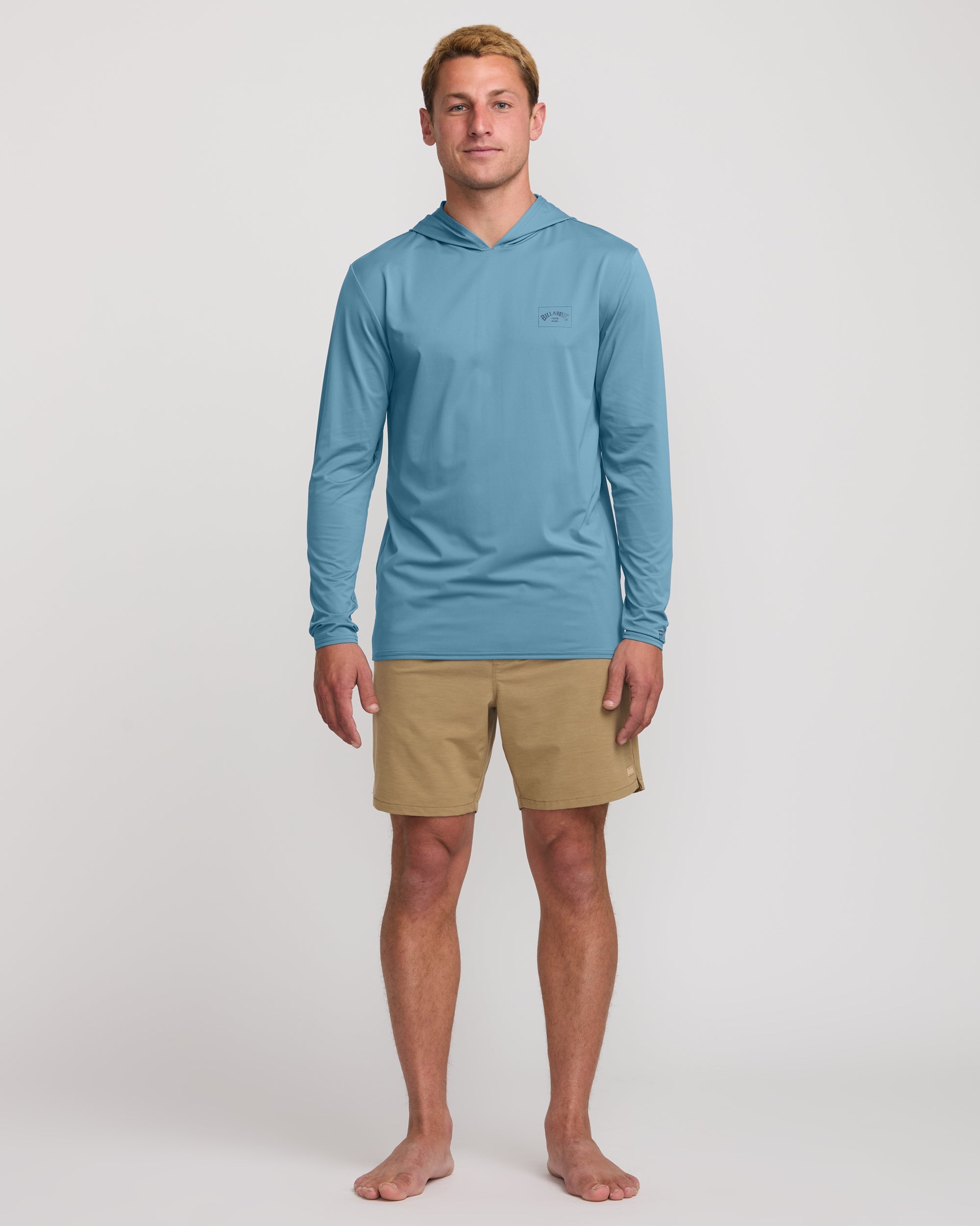 Arch Mesh Long Sleeve Hooded Surf Tee - Bay Blue