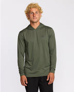 Arch Mesh Long Sleeve Hooded Surf Tee - Dark Military