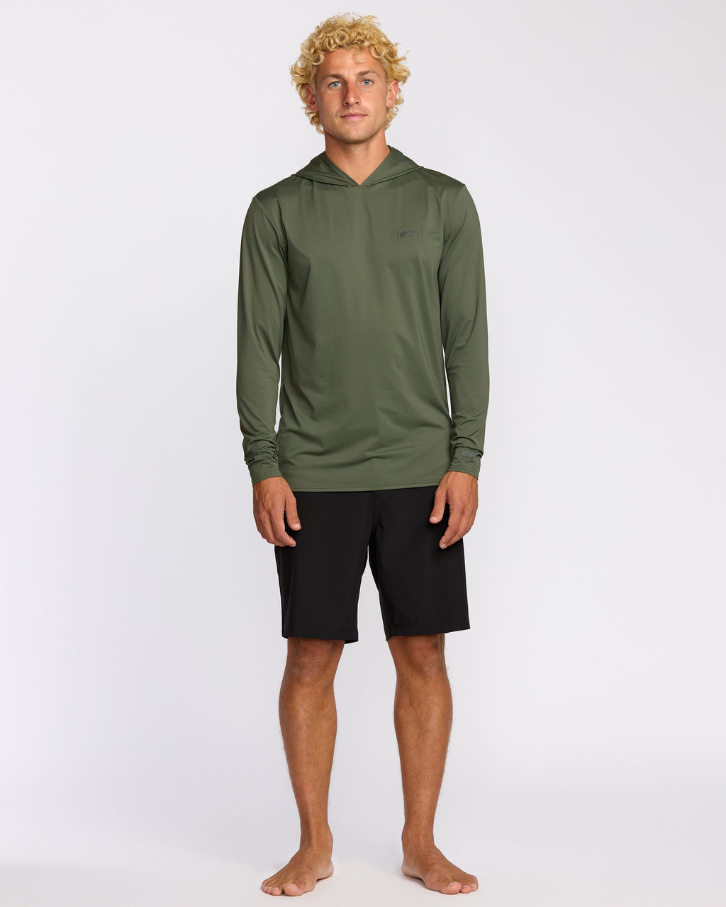 Arch Mesh Long Sleeve Hooded Surf Tee - Dark Military