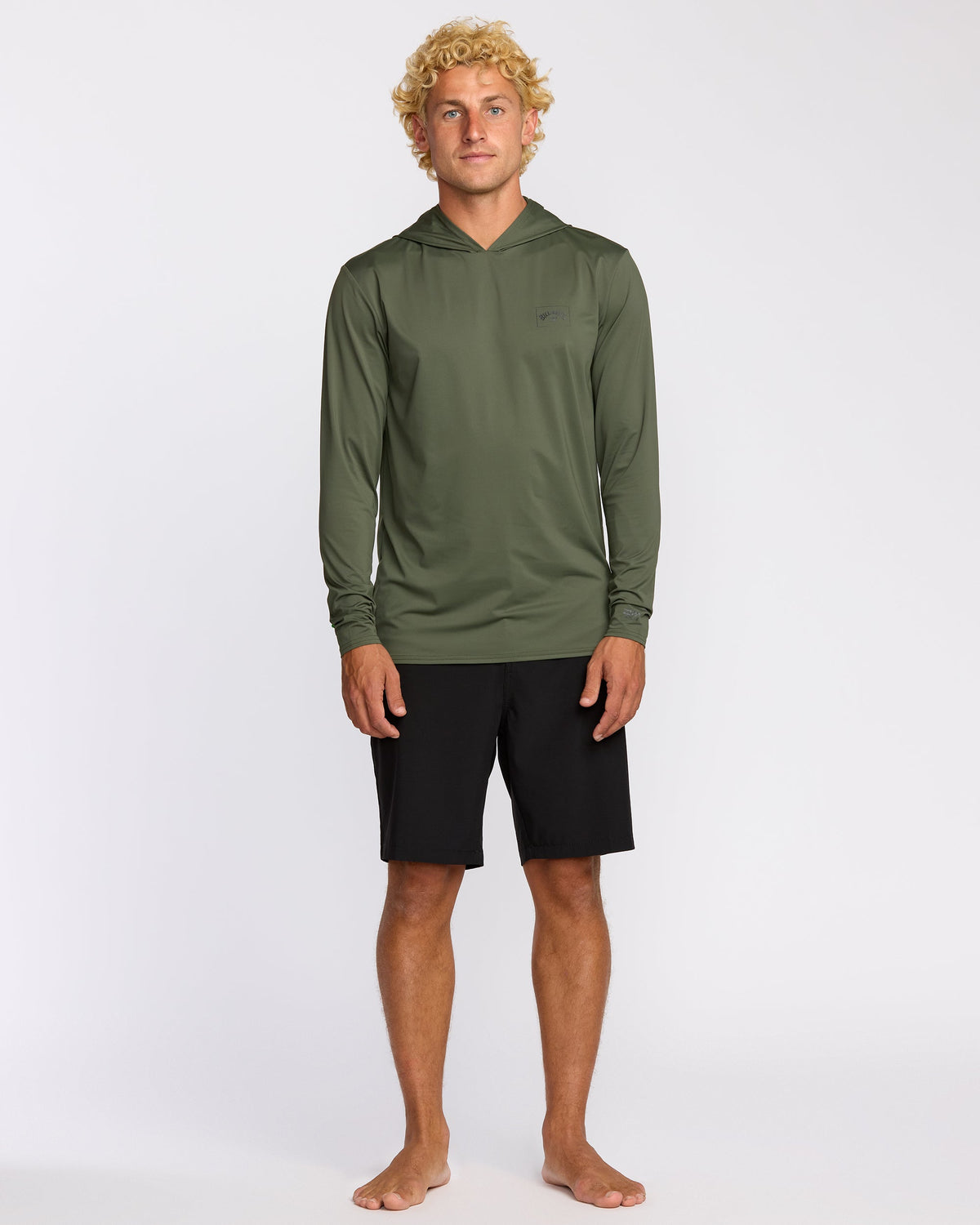 Arch Mesh Long Sleeve Hooded Surf Tee - Dark Military