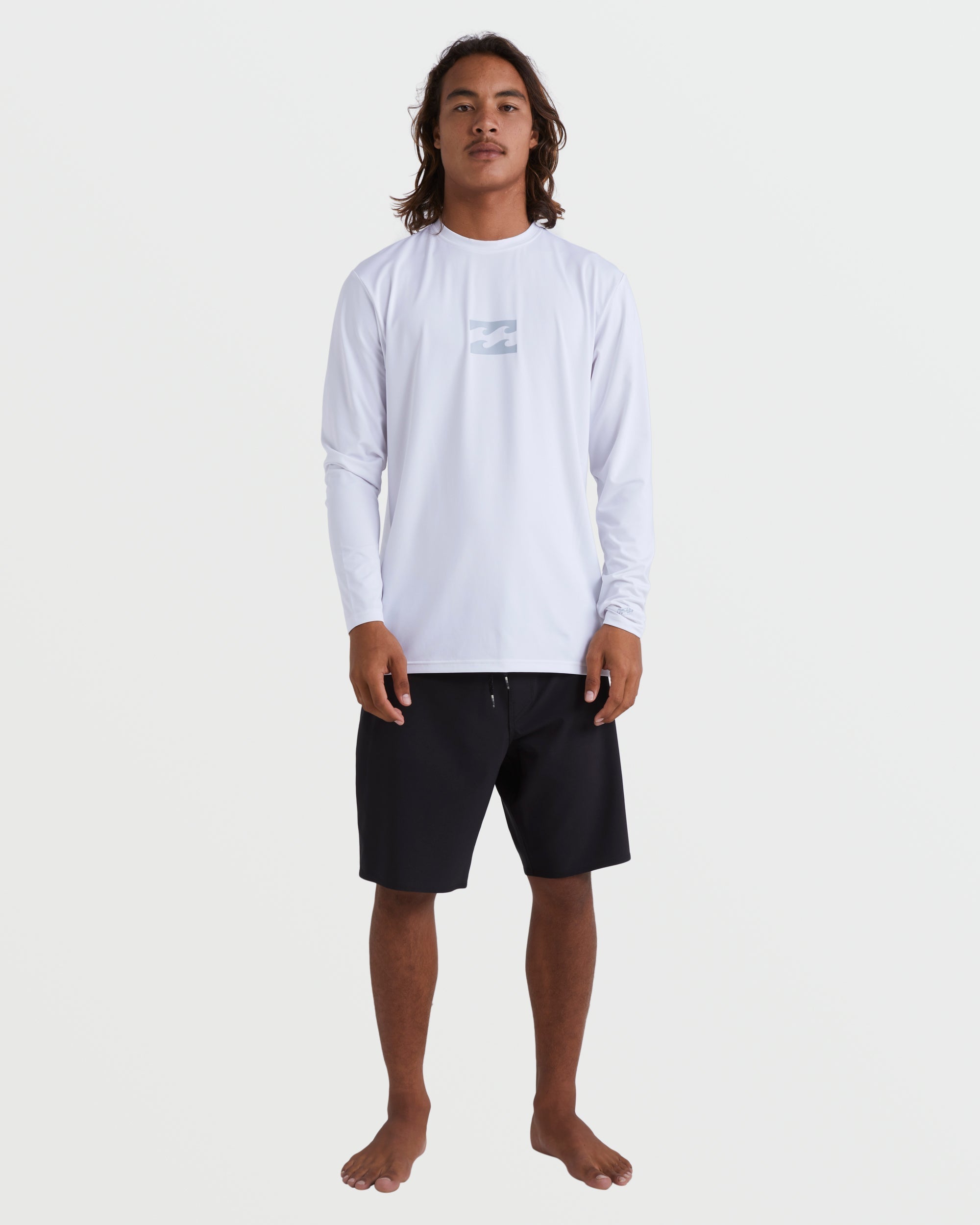 All Day Wave Loose Fit Long Sleeve Surf Tee - White