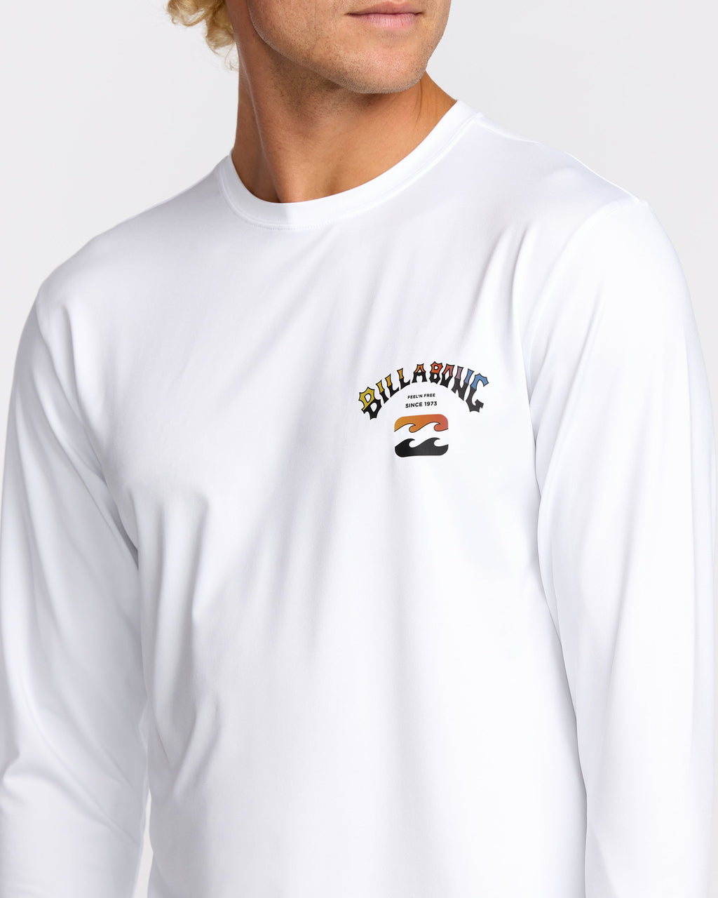 Arch Fade Loose Fit Long Sleeve Surf T-Shirt - White