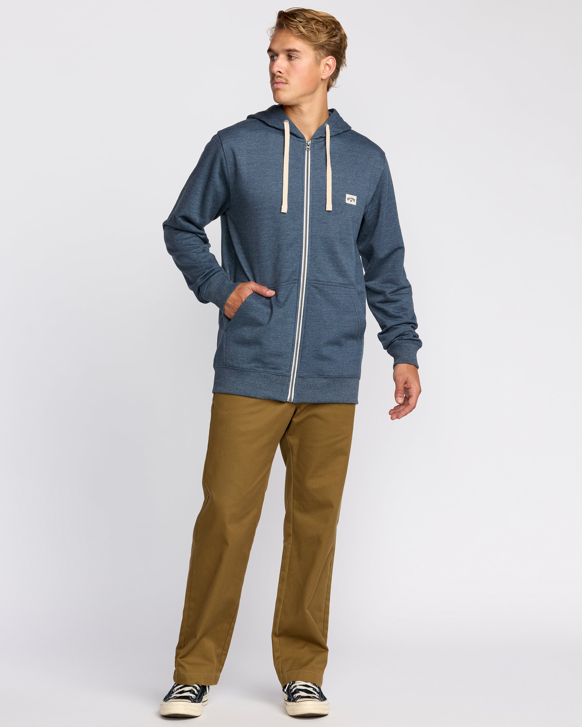 All Day Zip Front Hoodie - Midnight Blue