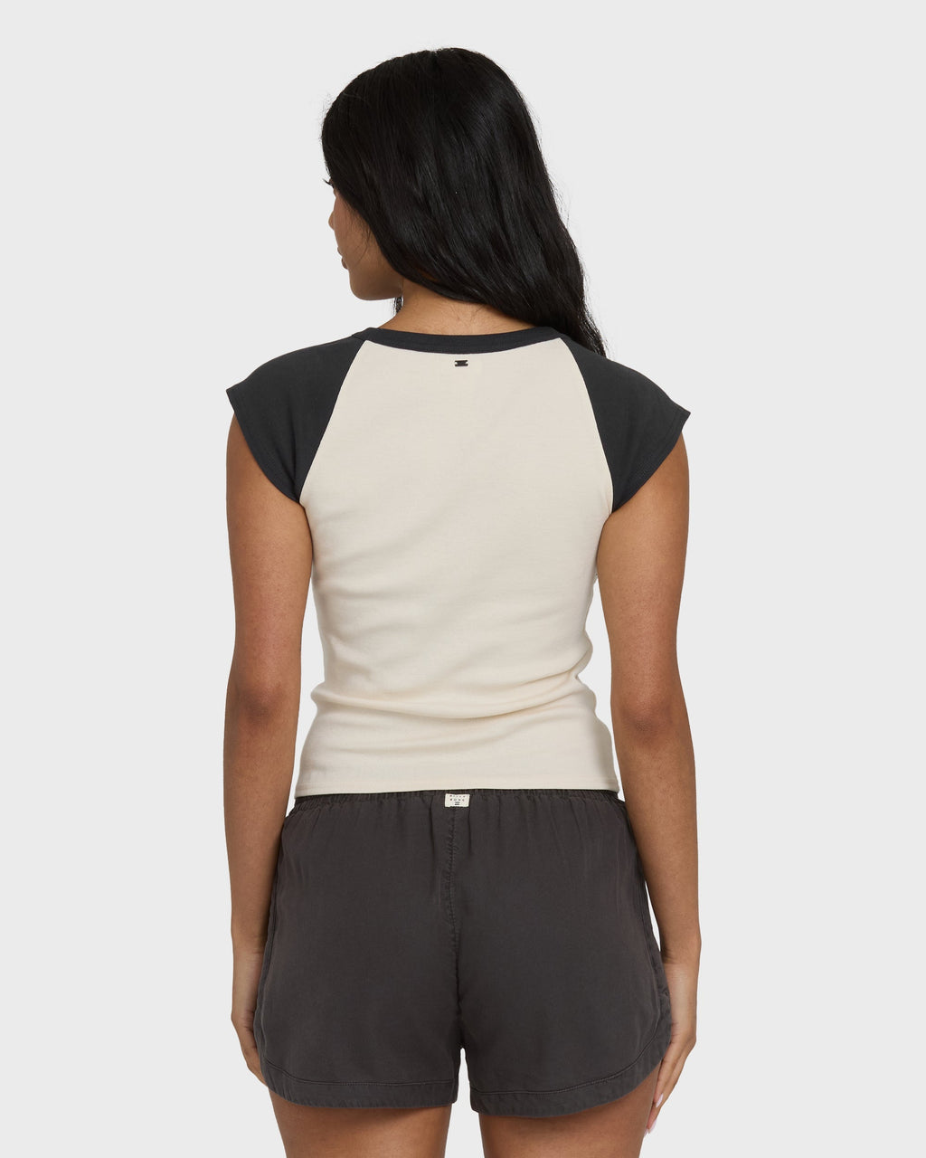 Des Tropic Short Sleeve Raglan Top - White Cap
