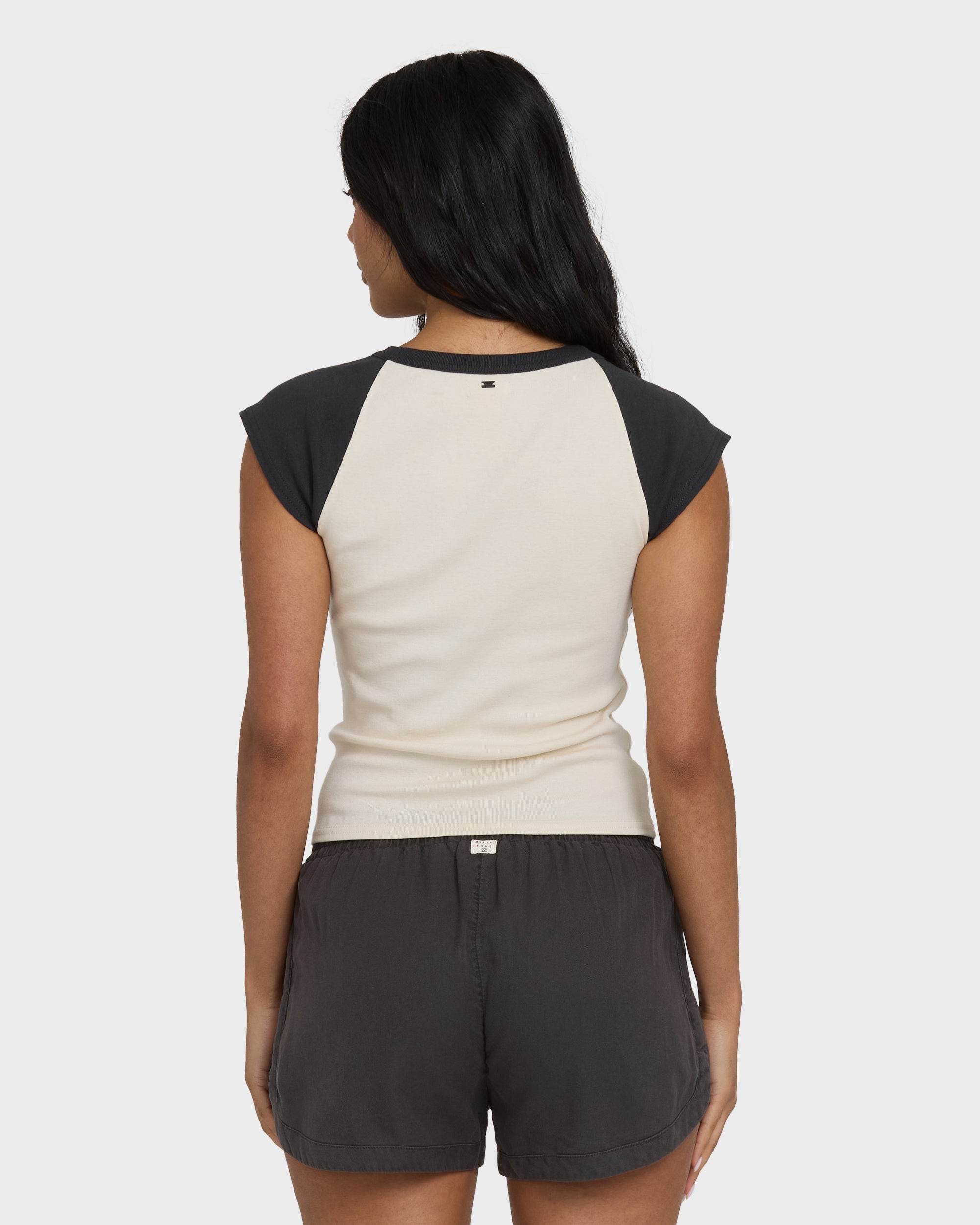 Des Tropic Short Sleeve Raglan Top - White Cap