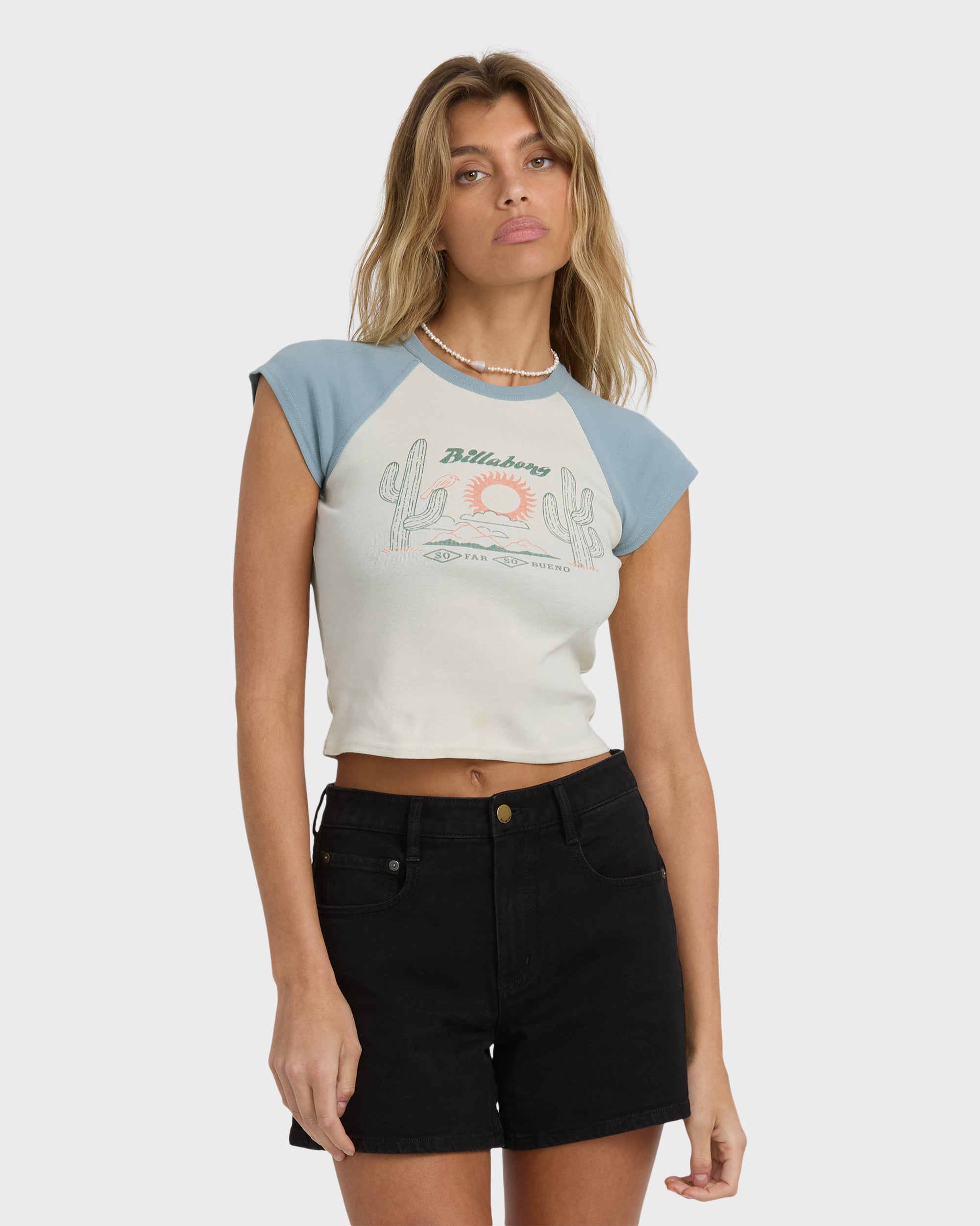 Forever Had Short Sleeve Raglan Tee - Mineral Blue