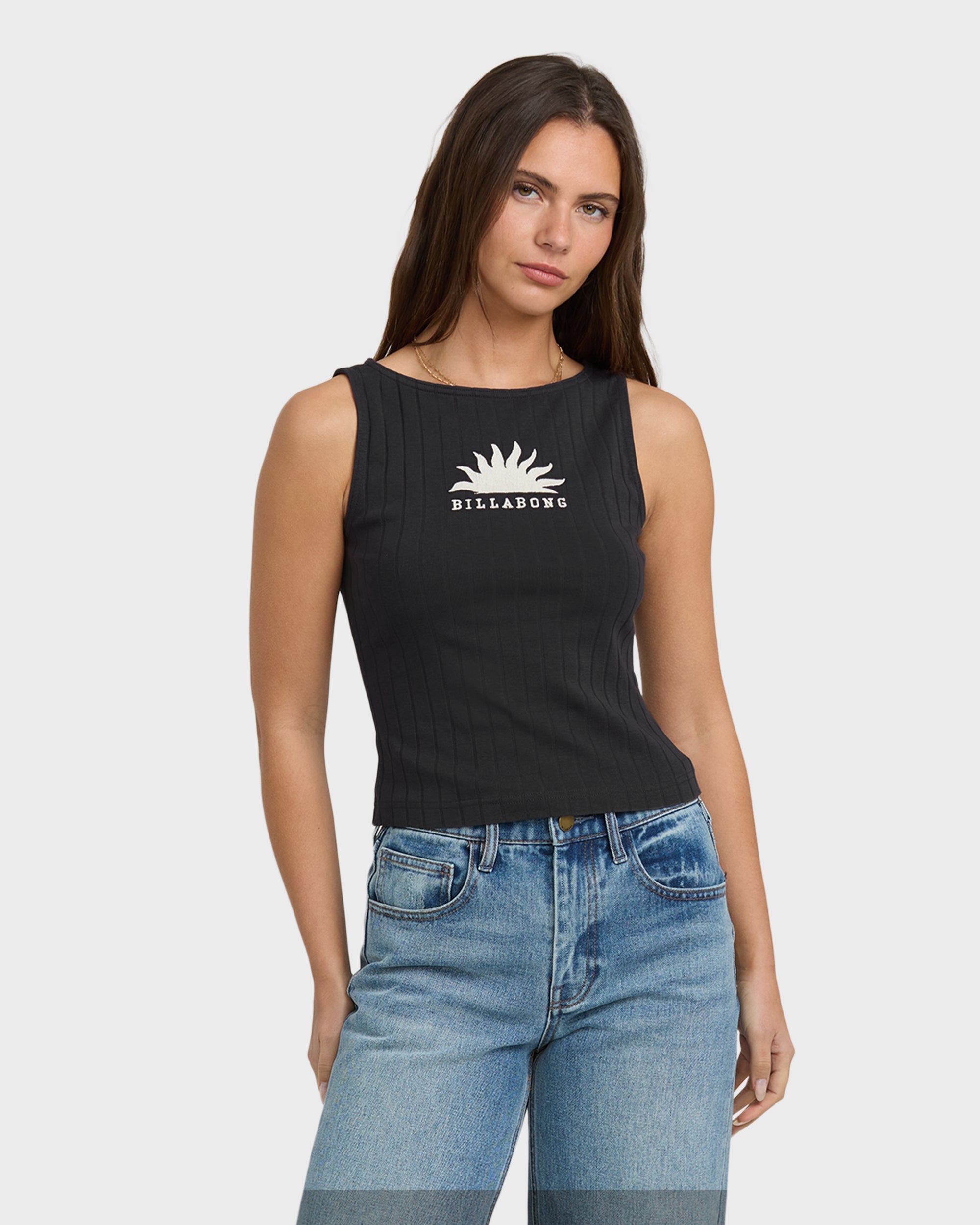 Rae Knit Tank T-Shirt - Black Sands