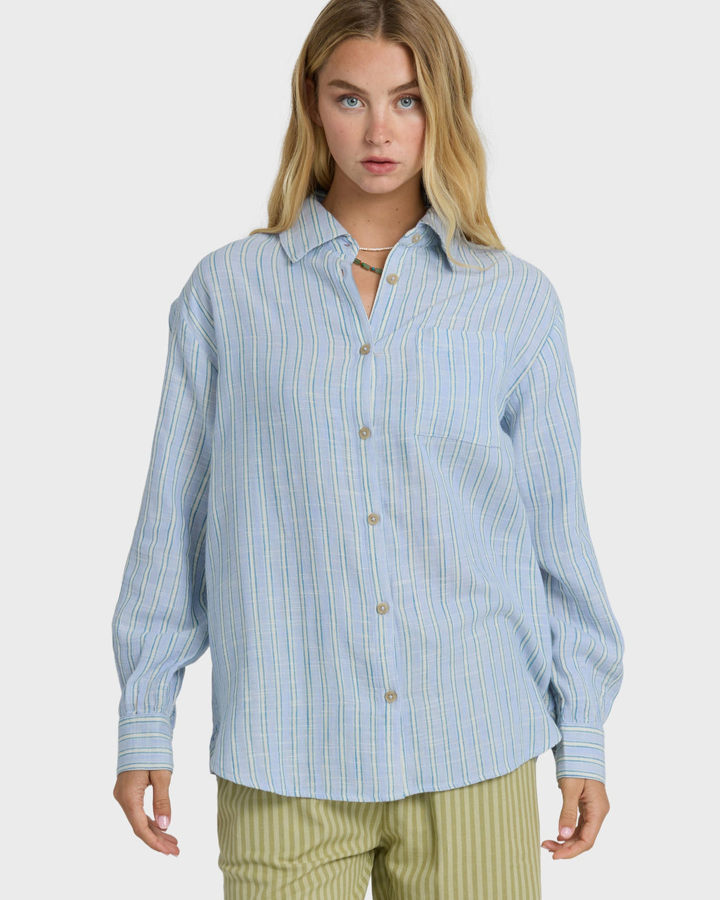 Wanderer Long Sleeve Woven Top - Twilight Blue