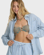 Wanderer Long Sleeve Woven Top - Twilight Blue