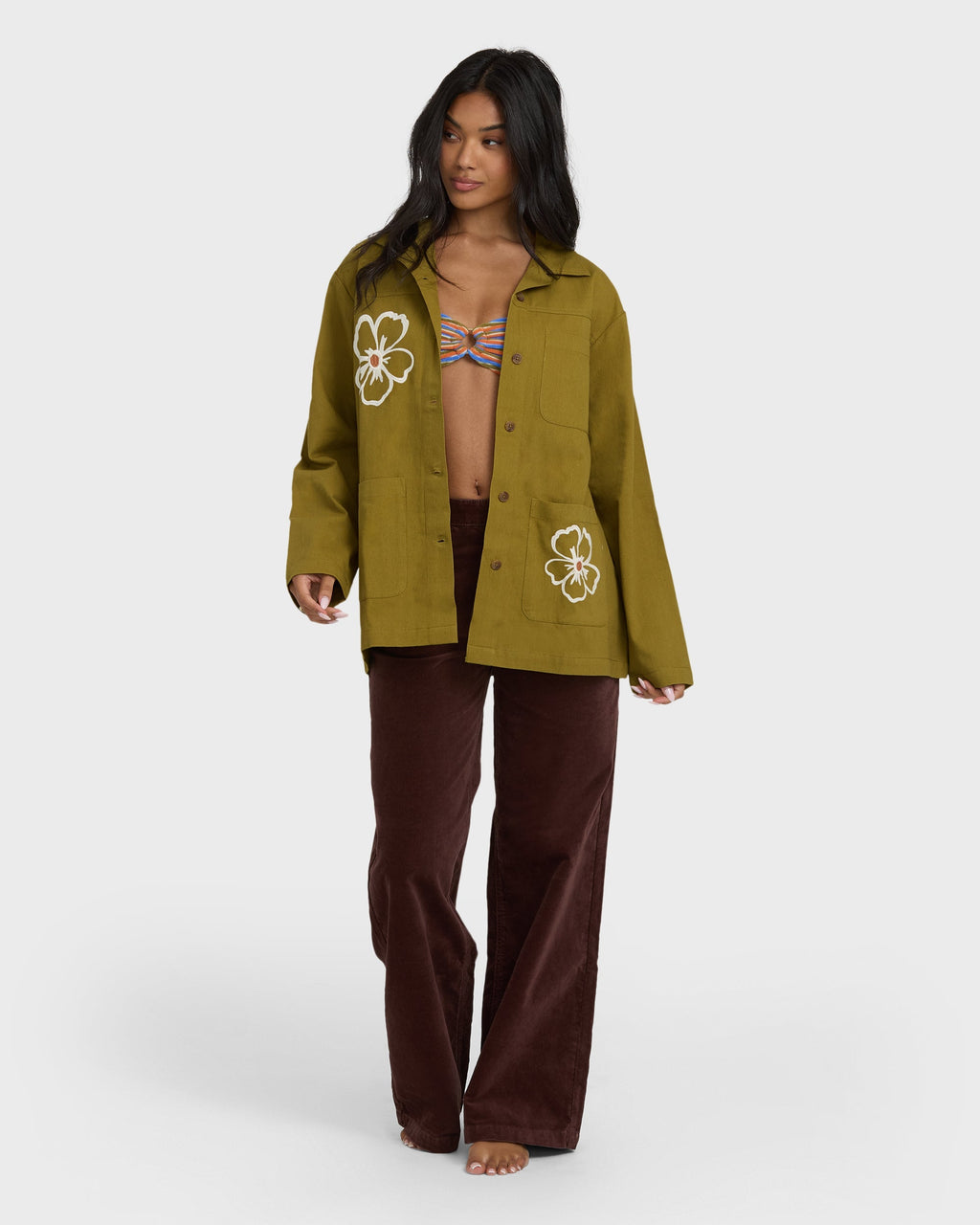 Floral Fields Shacket - Moss