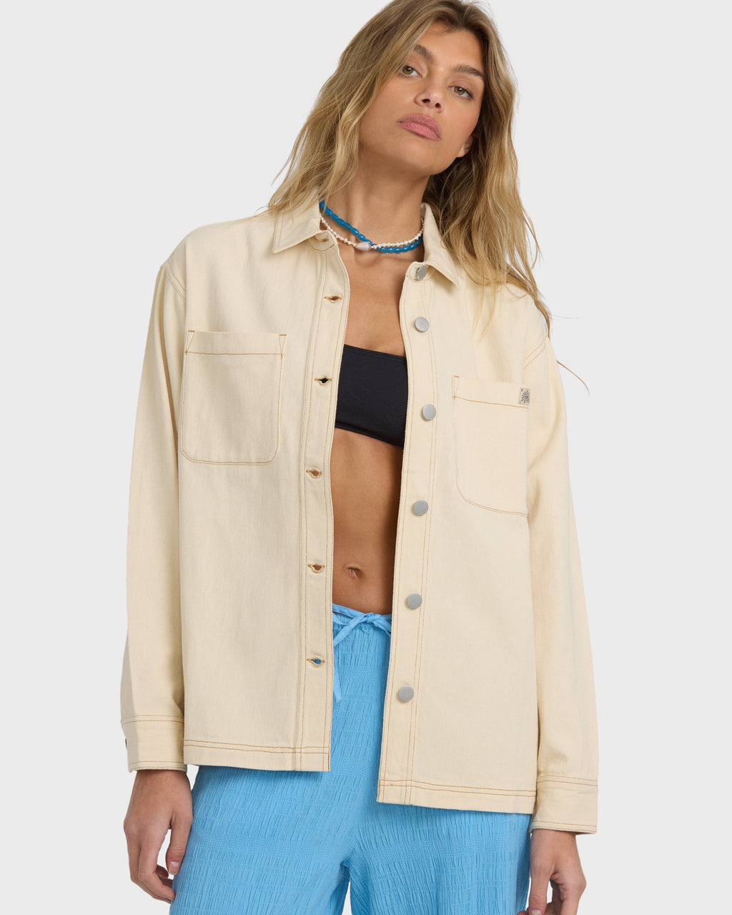 Laura Twill Shacket - Antique White