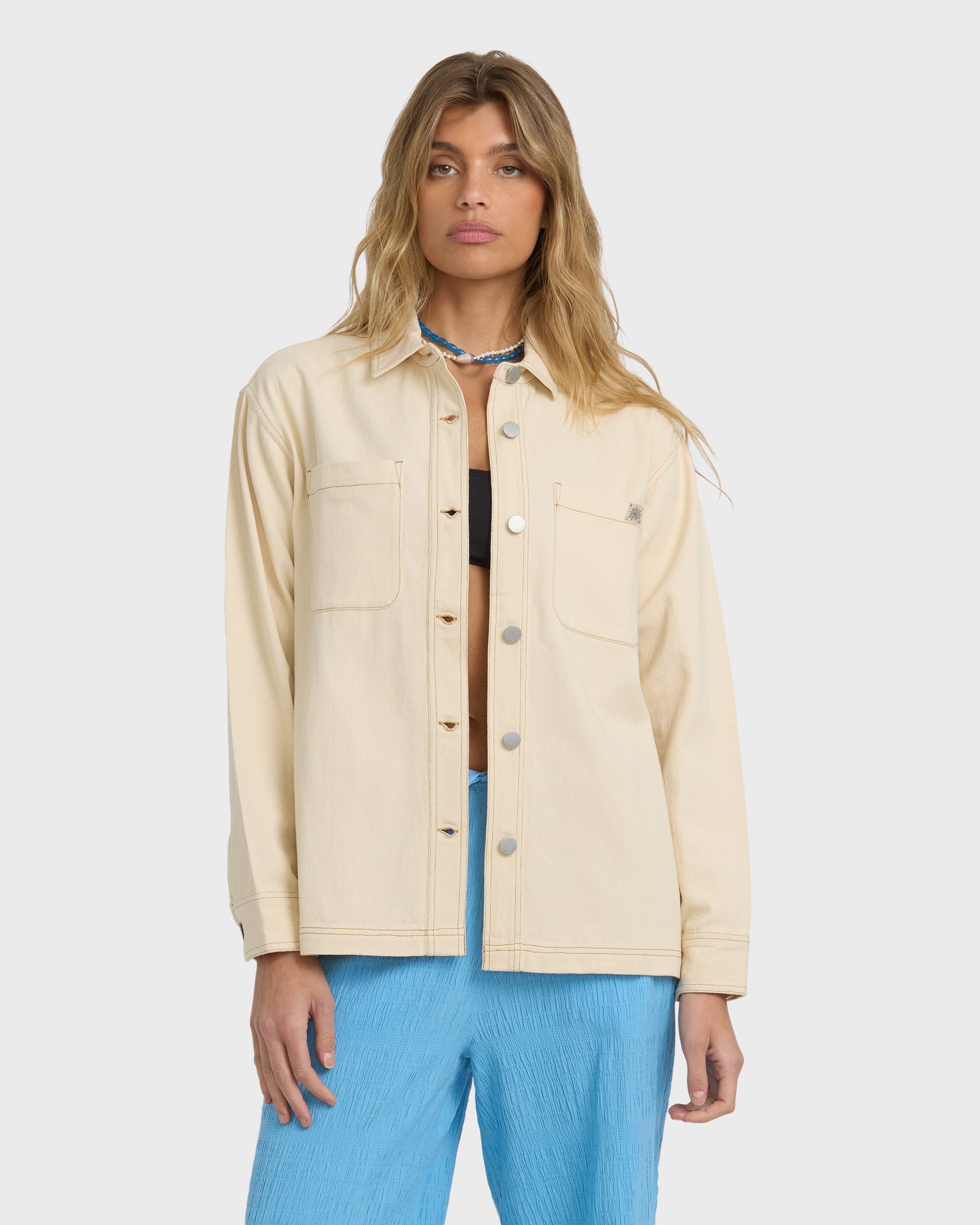 Laura Twill Shacket - Antique White