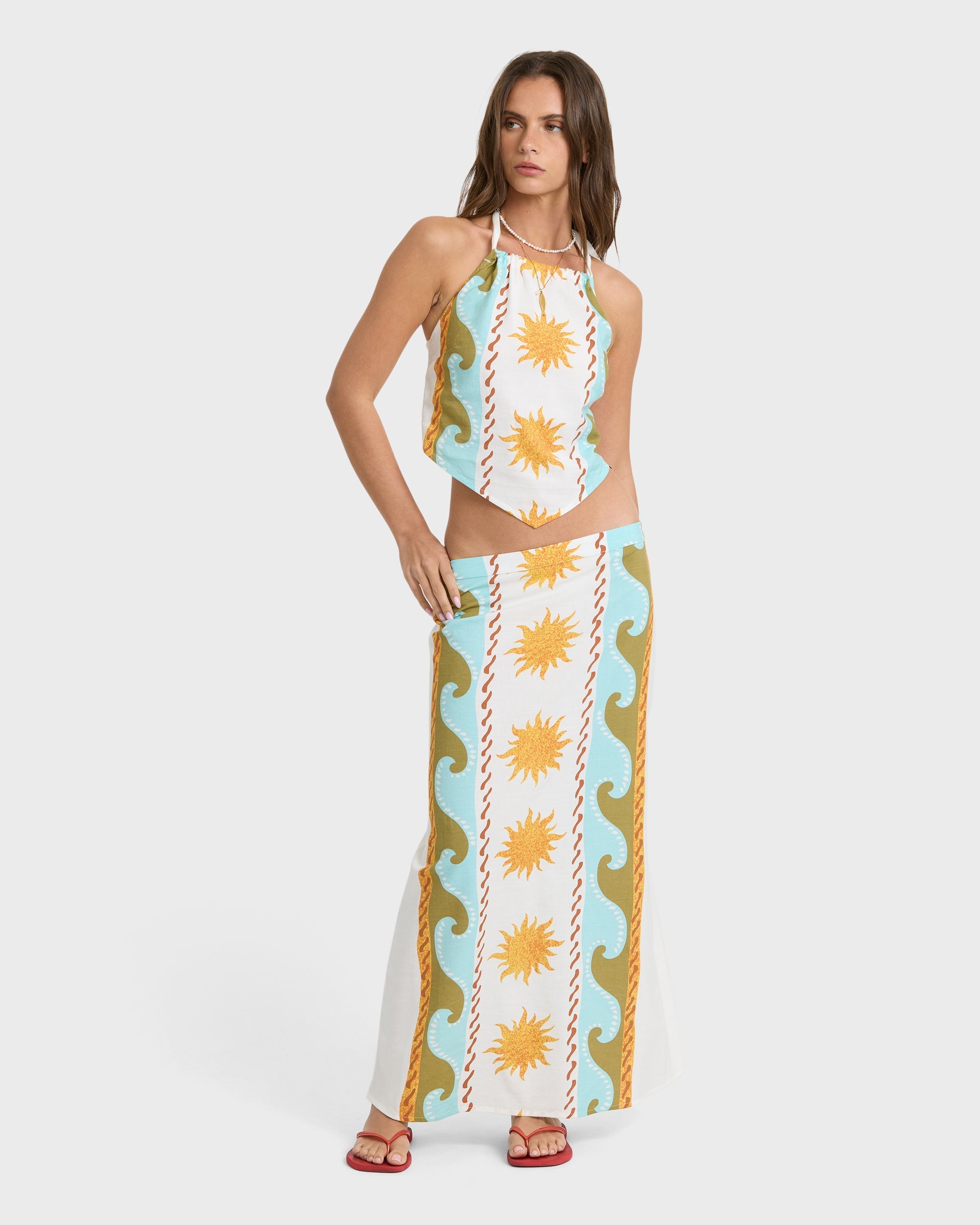 Tides Calling Woven Halter Top - Salt Crystal