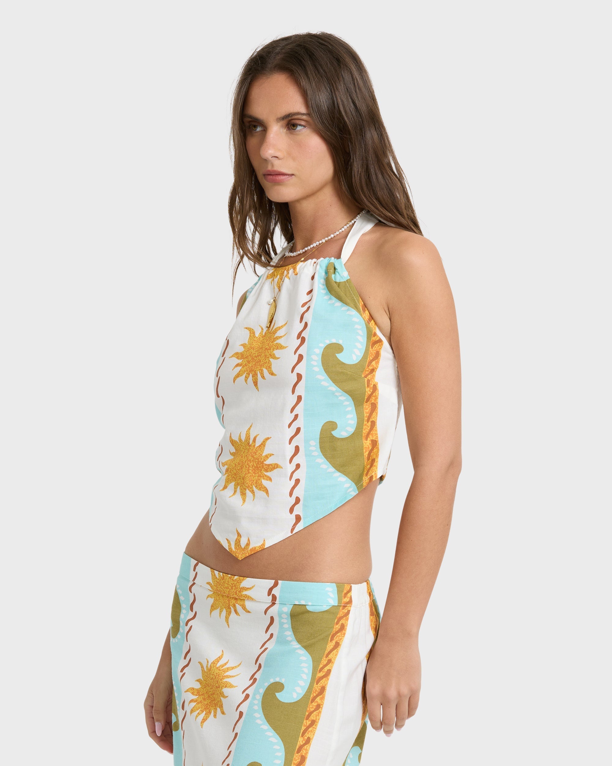 Tides Calling Woven Halter Top - Salt Crystal