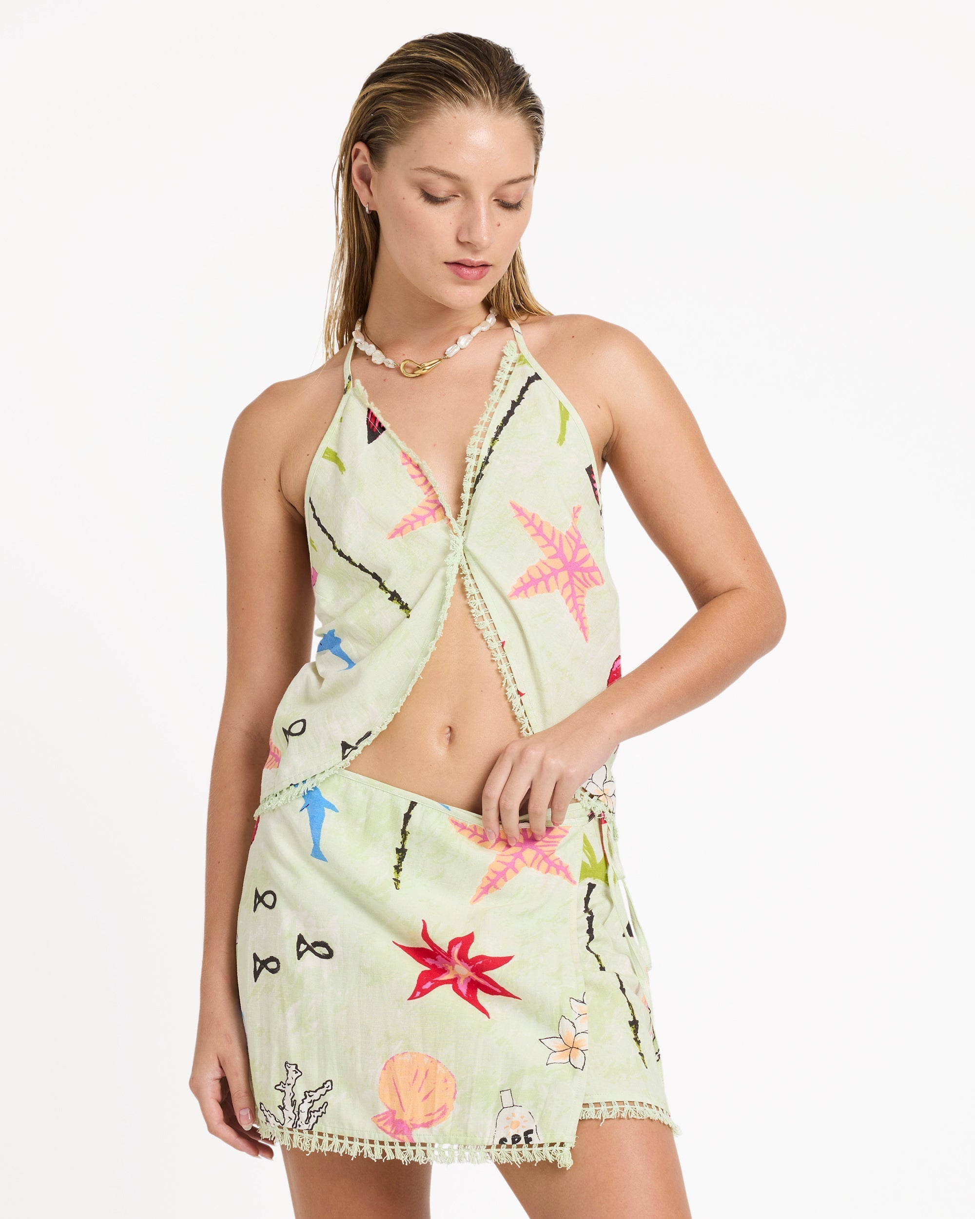 Lottie Hall Woven Tank - Sunny Lime