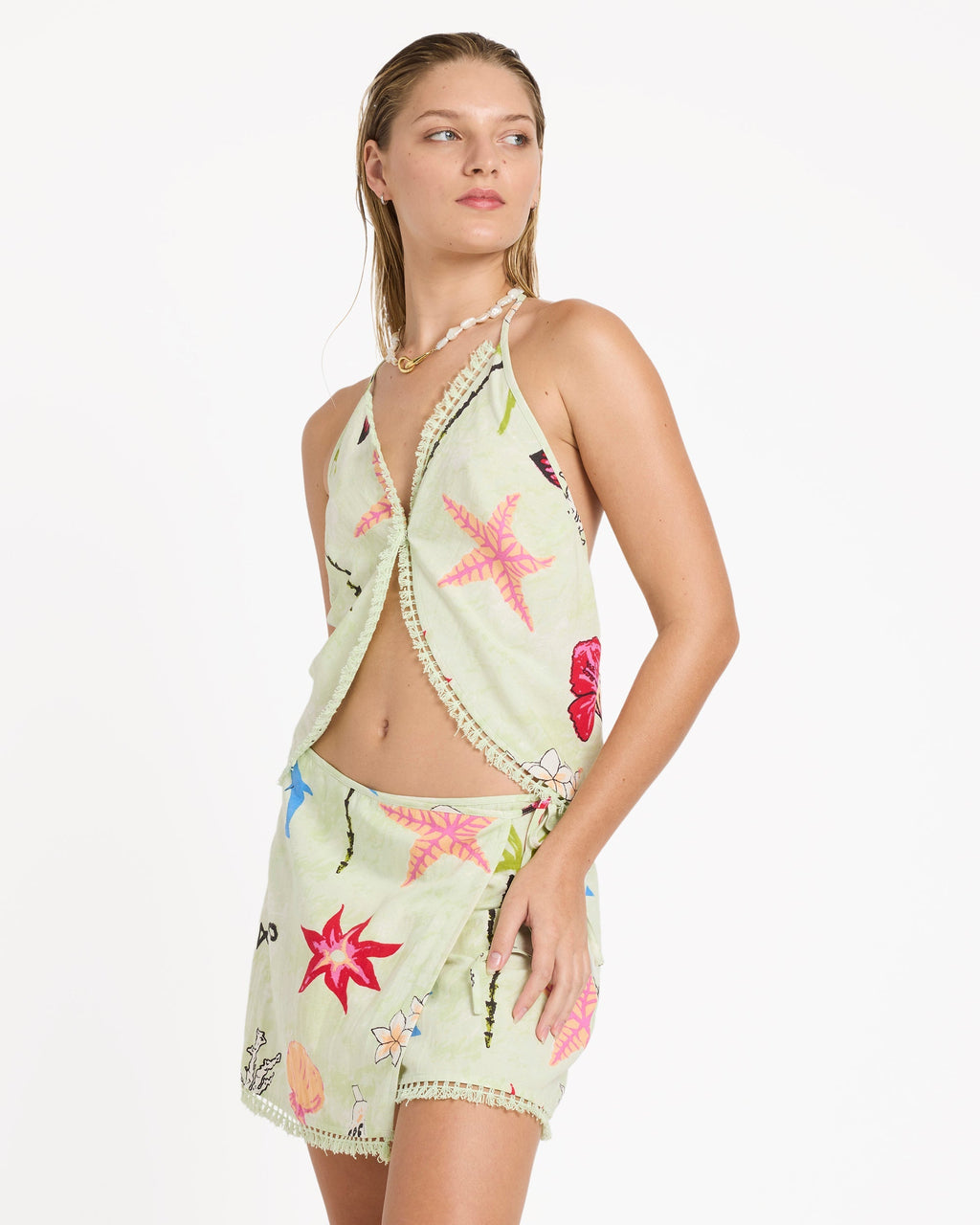 Lottie Hall Woven Tank - Sunny Lime