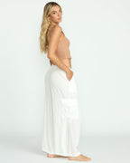 Beach Babe Cargo Elastic Waist Pants - Salt Crystal