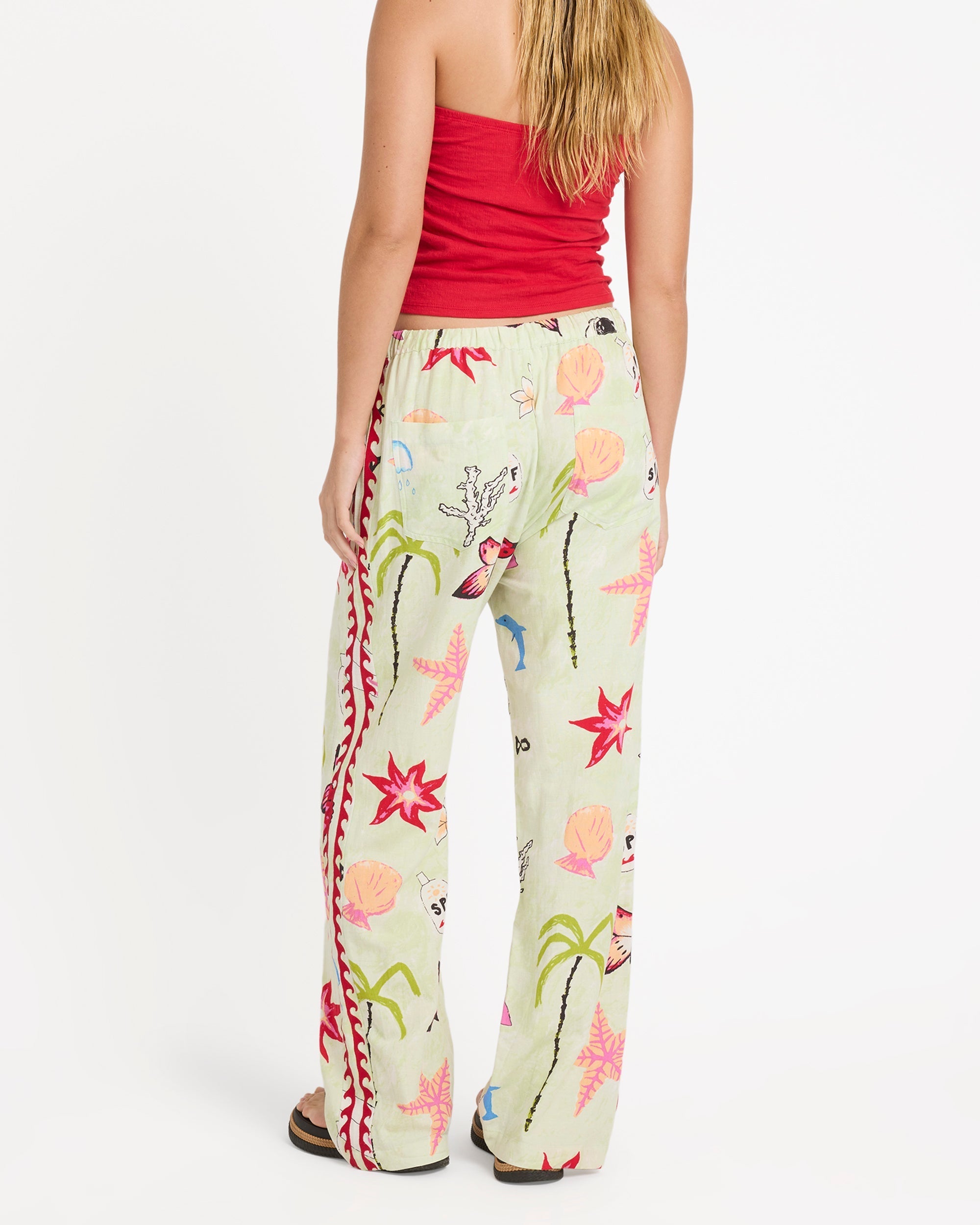 Lottie Hall Woven Elastic Waist Pants - Sunny Lime