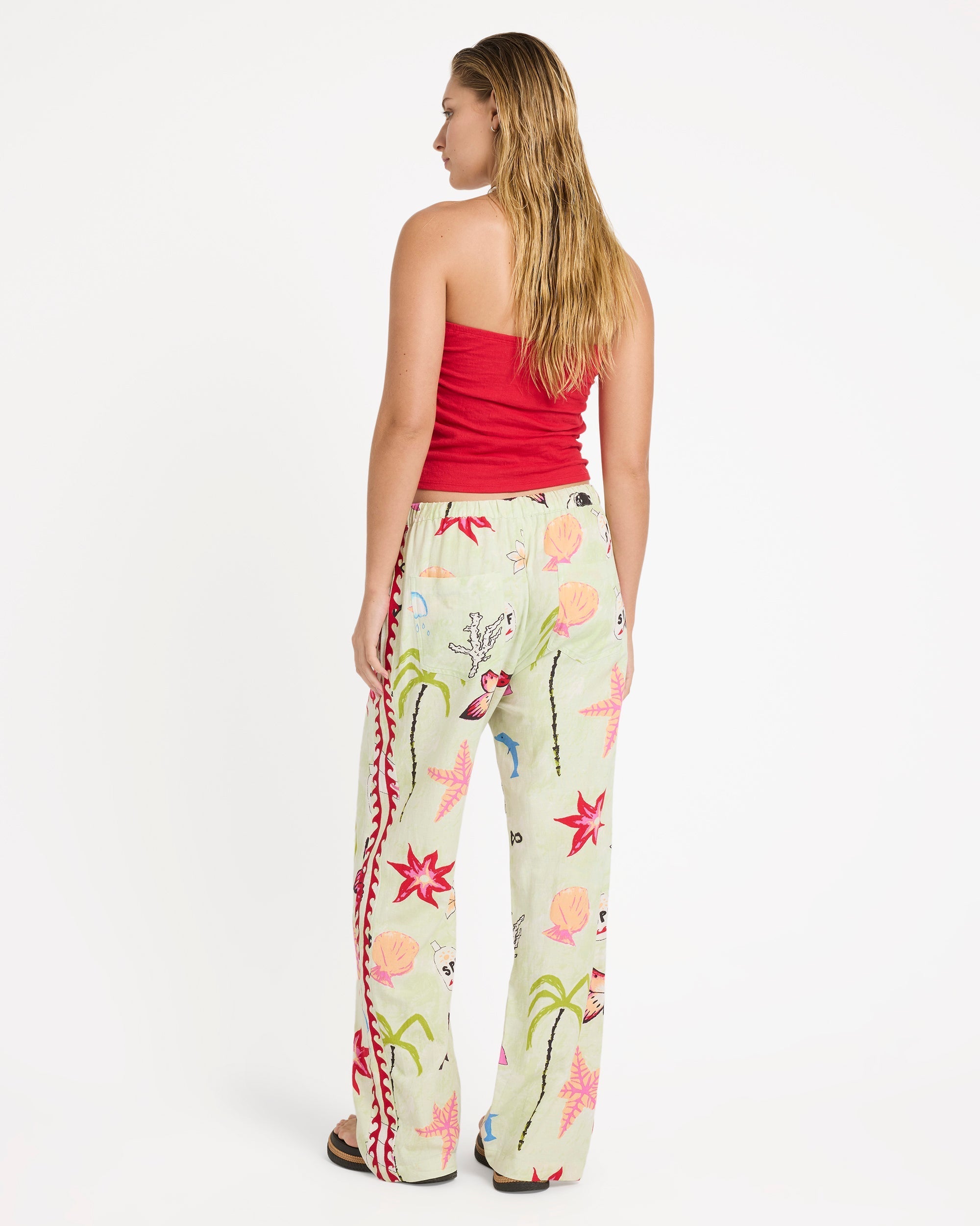 Lottie Hall Woven Elastic Waist Pants - Sunny Lime
