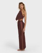 Double Take Elastic Waist Pants - Teak