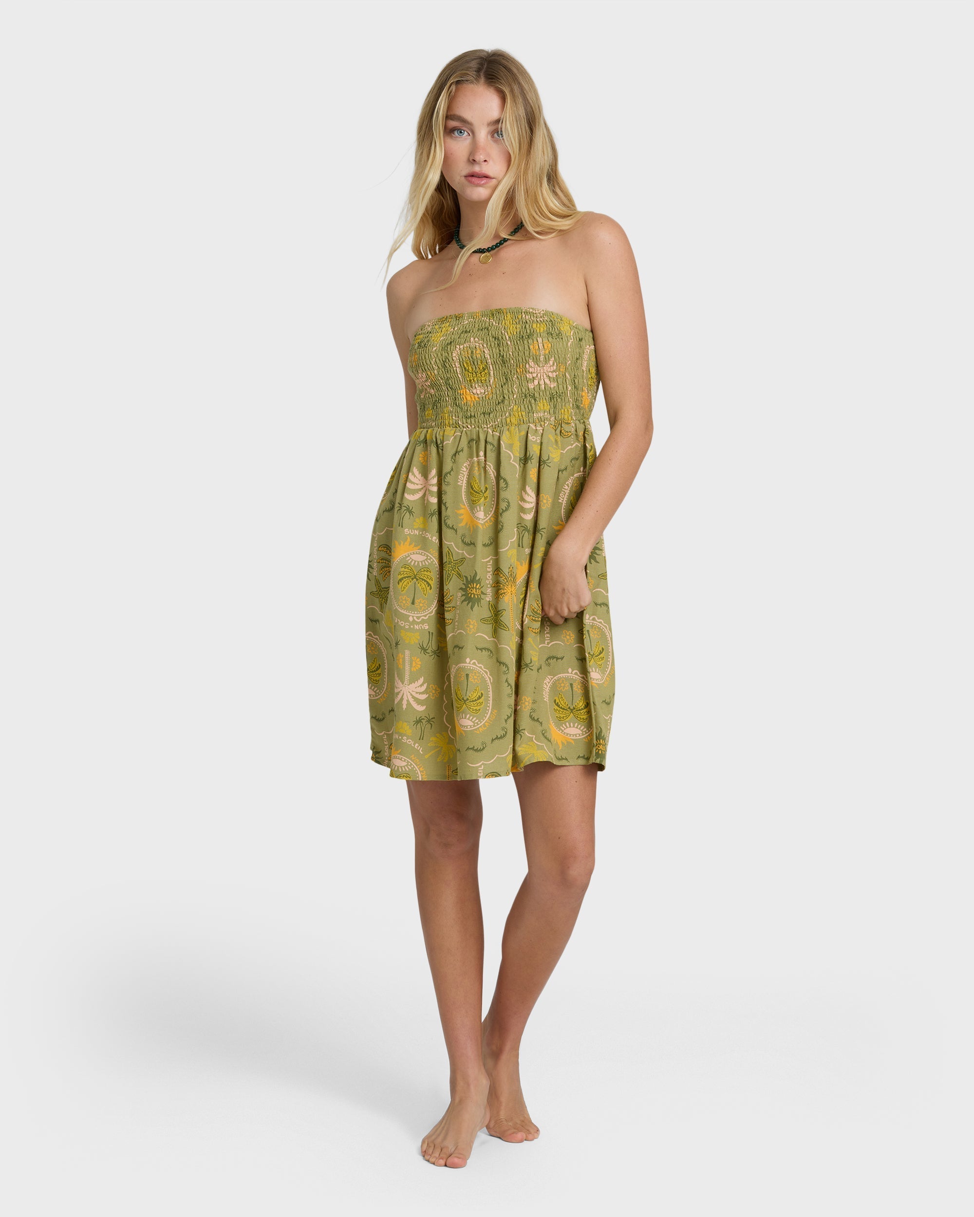 Tropical Haze Mini Dress - Cedar