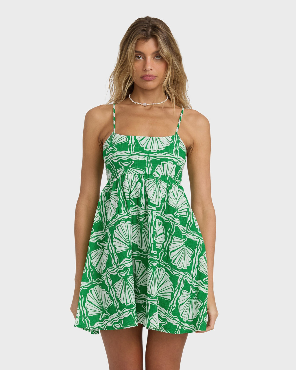 Sea Shell Mini Dress - Kelly Green