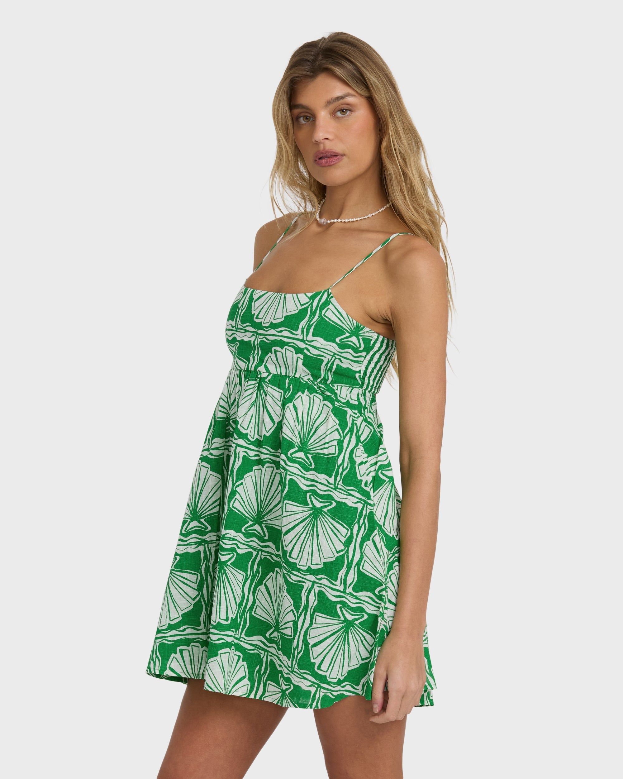 Sea Shell Mini Dress - Kelly Green