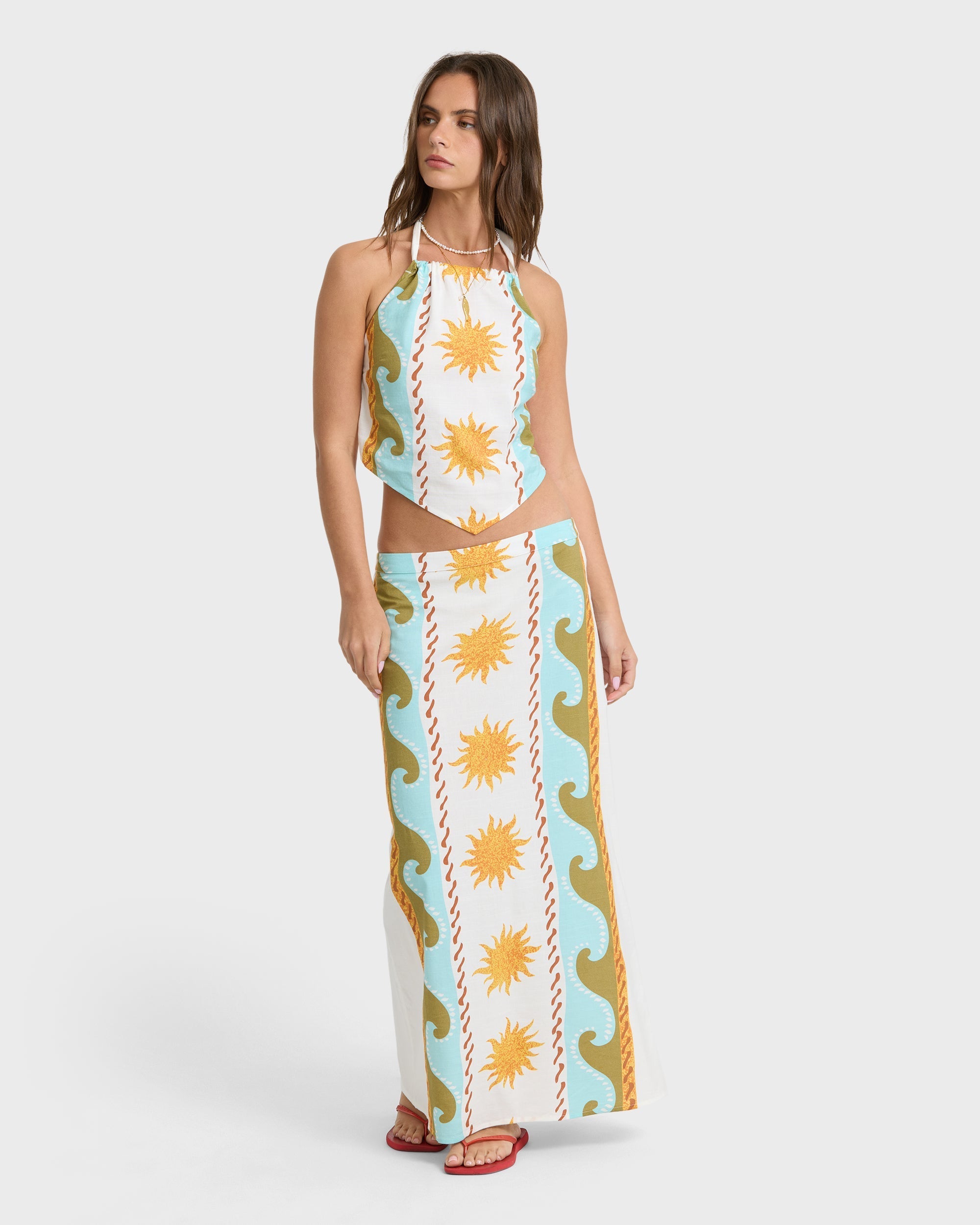 Tides Call Midi Skirt - Salt Crystal