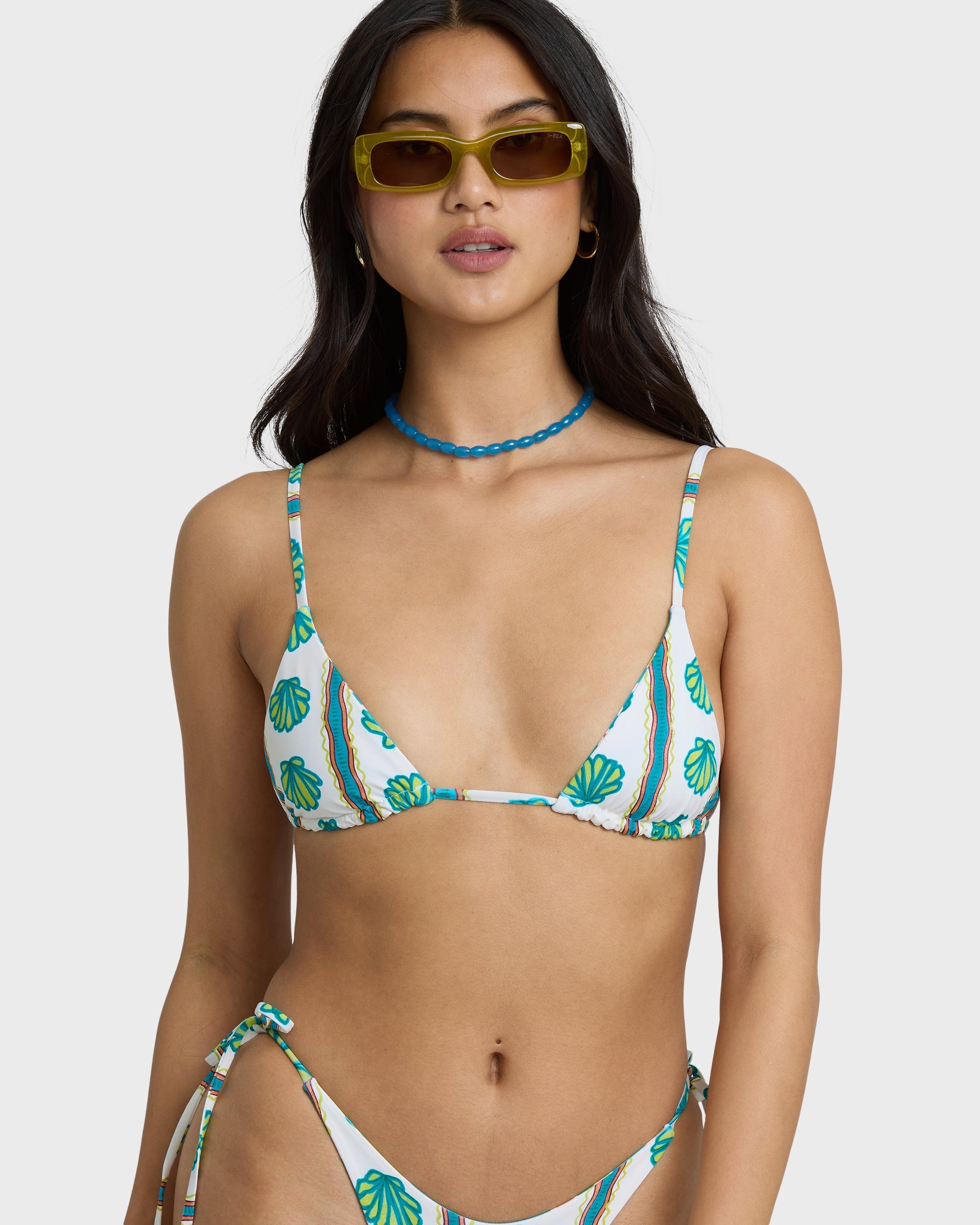 Salty Waves Reversible Mini Slide Triangle Bikini Top - Salt Crystal