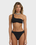 Laura Twisted Sun One-shoulder Tank Bikini Top - Black Pebble