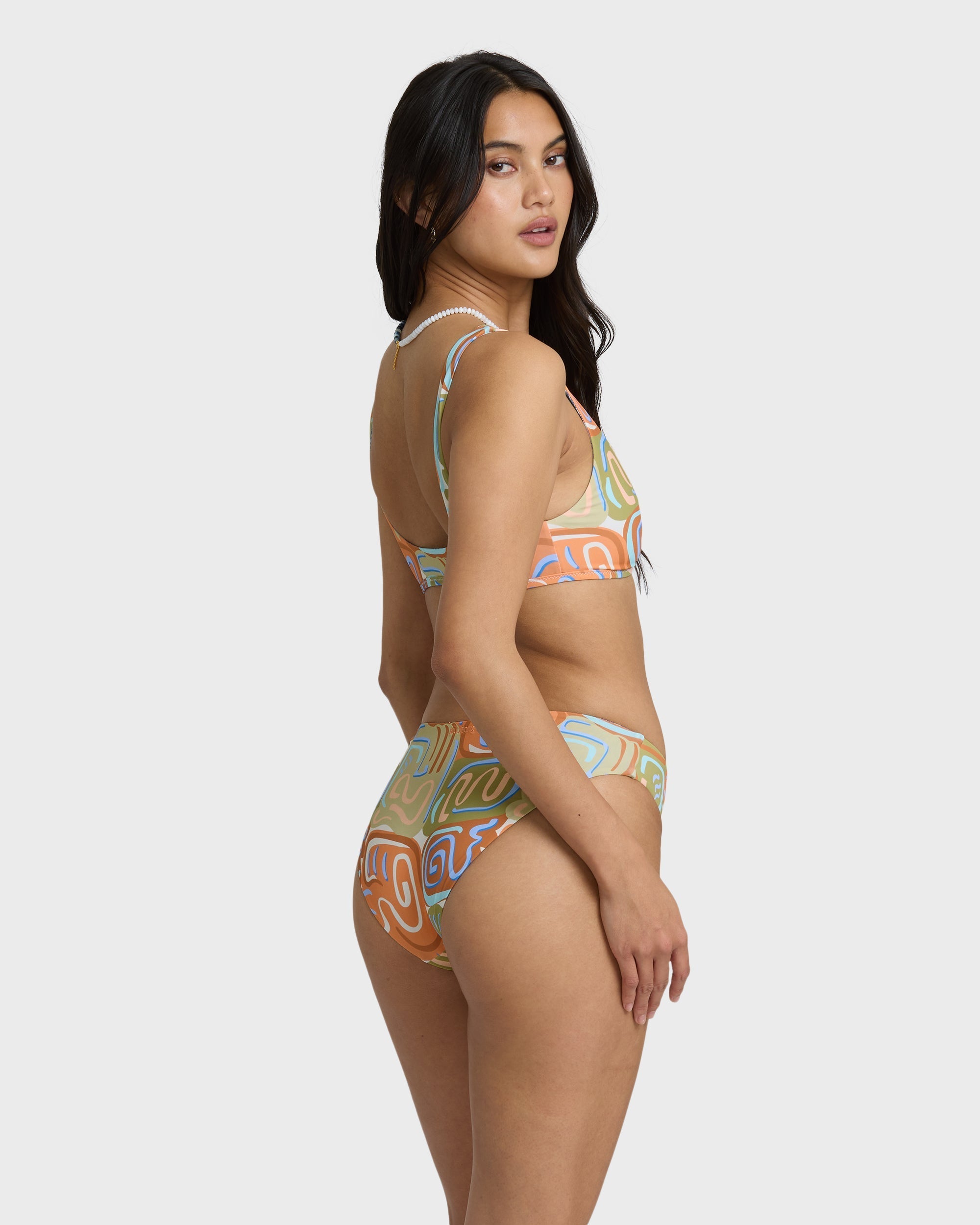 Le Surf Reversible Lowrider Full Bikini Bottom - Orange Multi