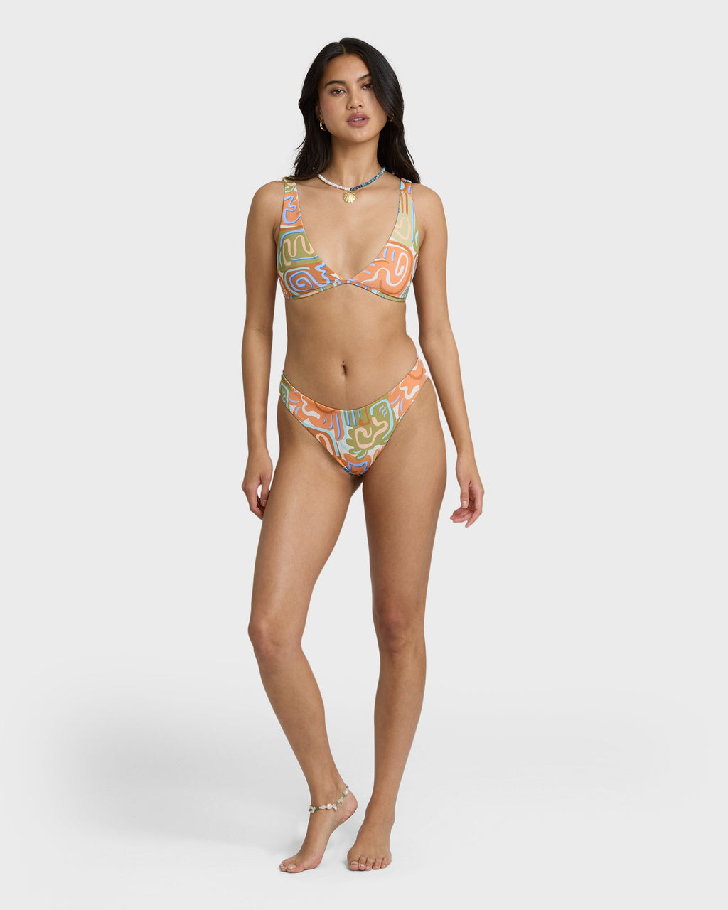 Le Surf Reversible Lowrider Full Bikini Bottom - Orange Multi