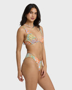 Le Surf Reversible Lowrider Full Bikini Bottom - Orange Multi