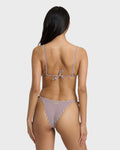 Mini Wave Check Low Tide Skimpy Bikini Bottom - Red Dahlia