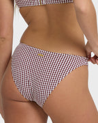 Mini Wave Check Tropic Medium Bikini Bottom - Red Dahlia