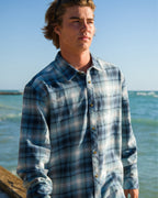Coastline Long Sleeve Flannel Shirt - China Blue