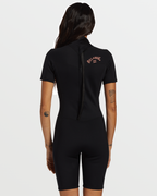 Foil Flatlock Short Sleeve Springsuit - Black