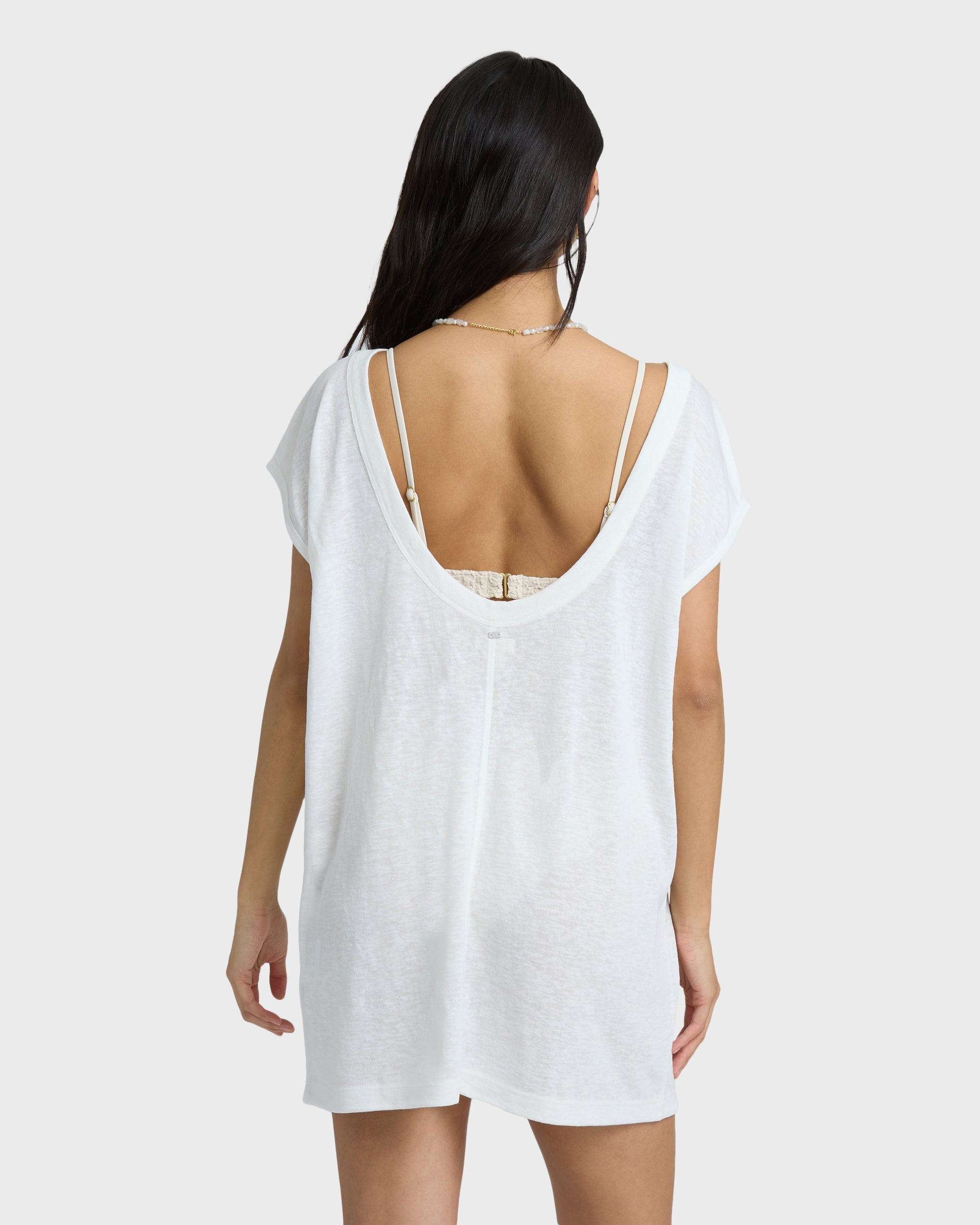Hallow Wave Mini Short Sleeve Dress - Salt Crystal