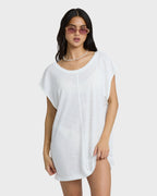 Hallow Wave Mini Short Sleeve Dress - Salt Crystal