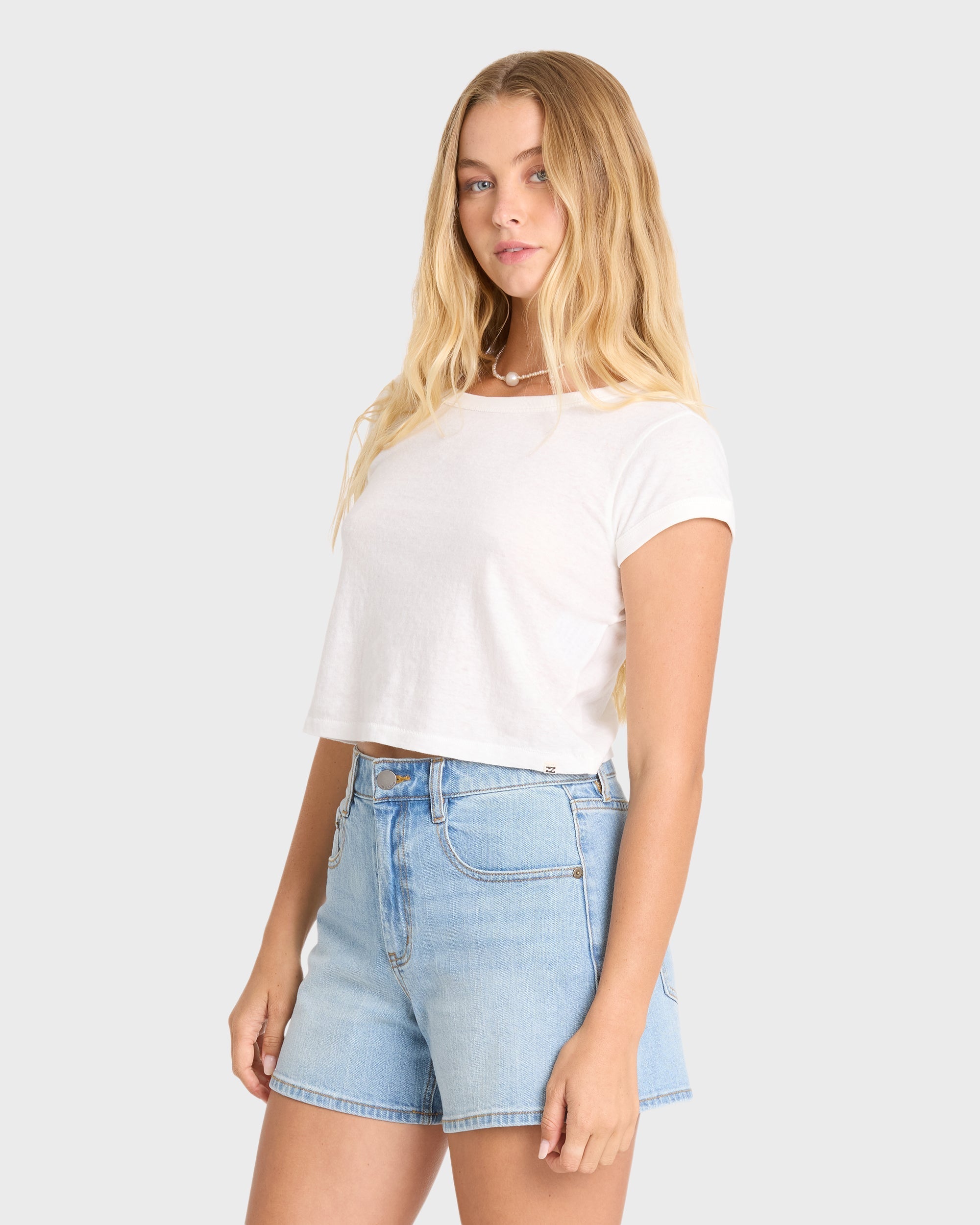 Daily Tee Solid Short Sleeve Knit T-Shirt - Salt Crystal