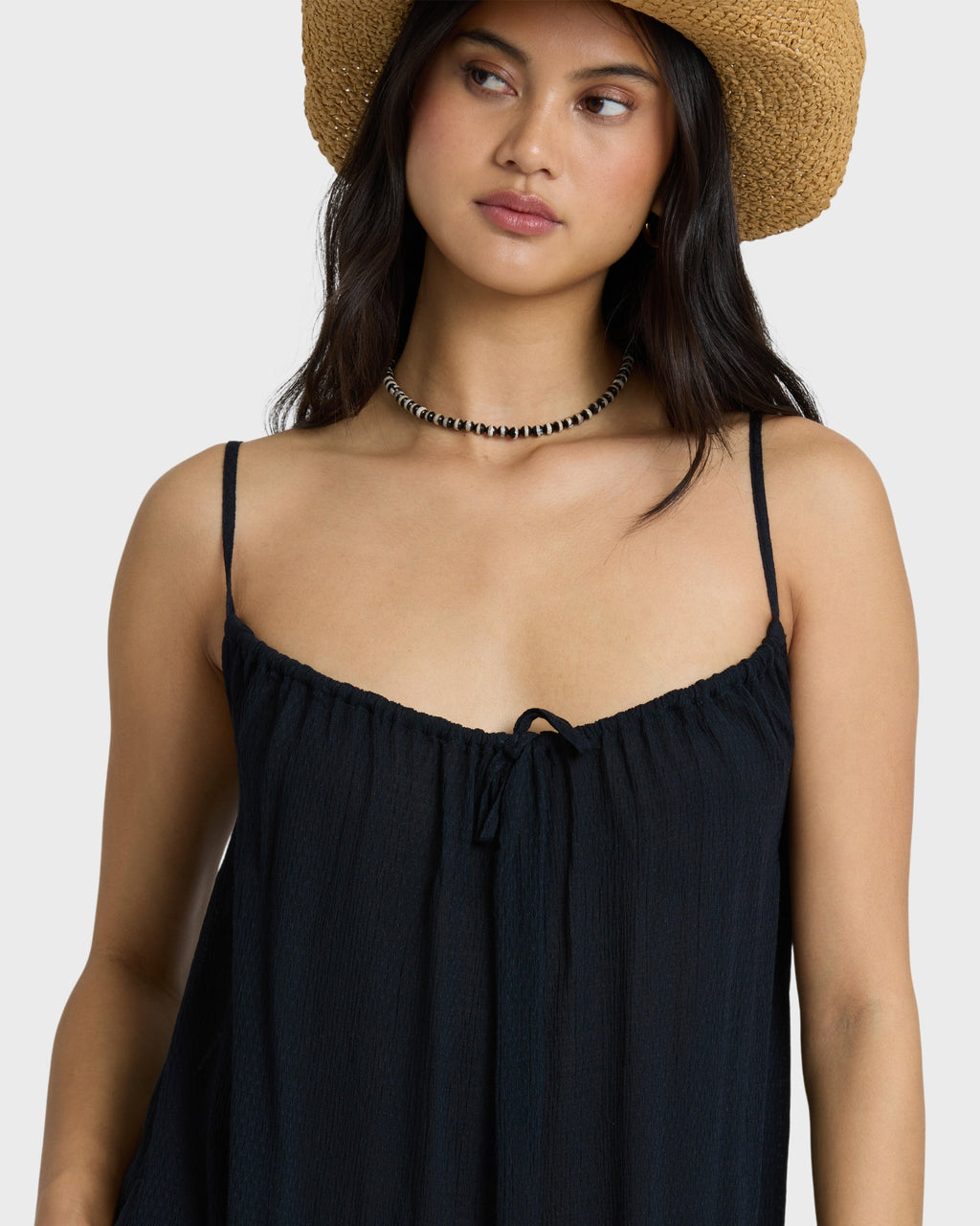 Beach Song Solid Mini Dress - Black Sands
