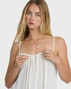 Beach Song Solid Mini Dress - Salt Crystal