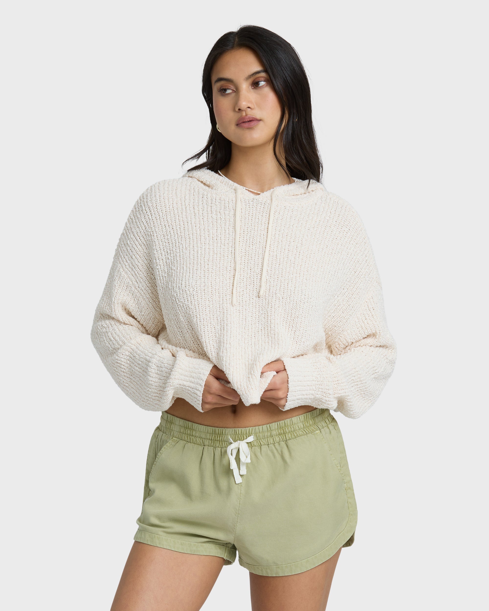 Road Trippin Elastic Waist Shorts - Avocado