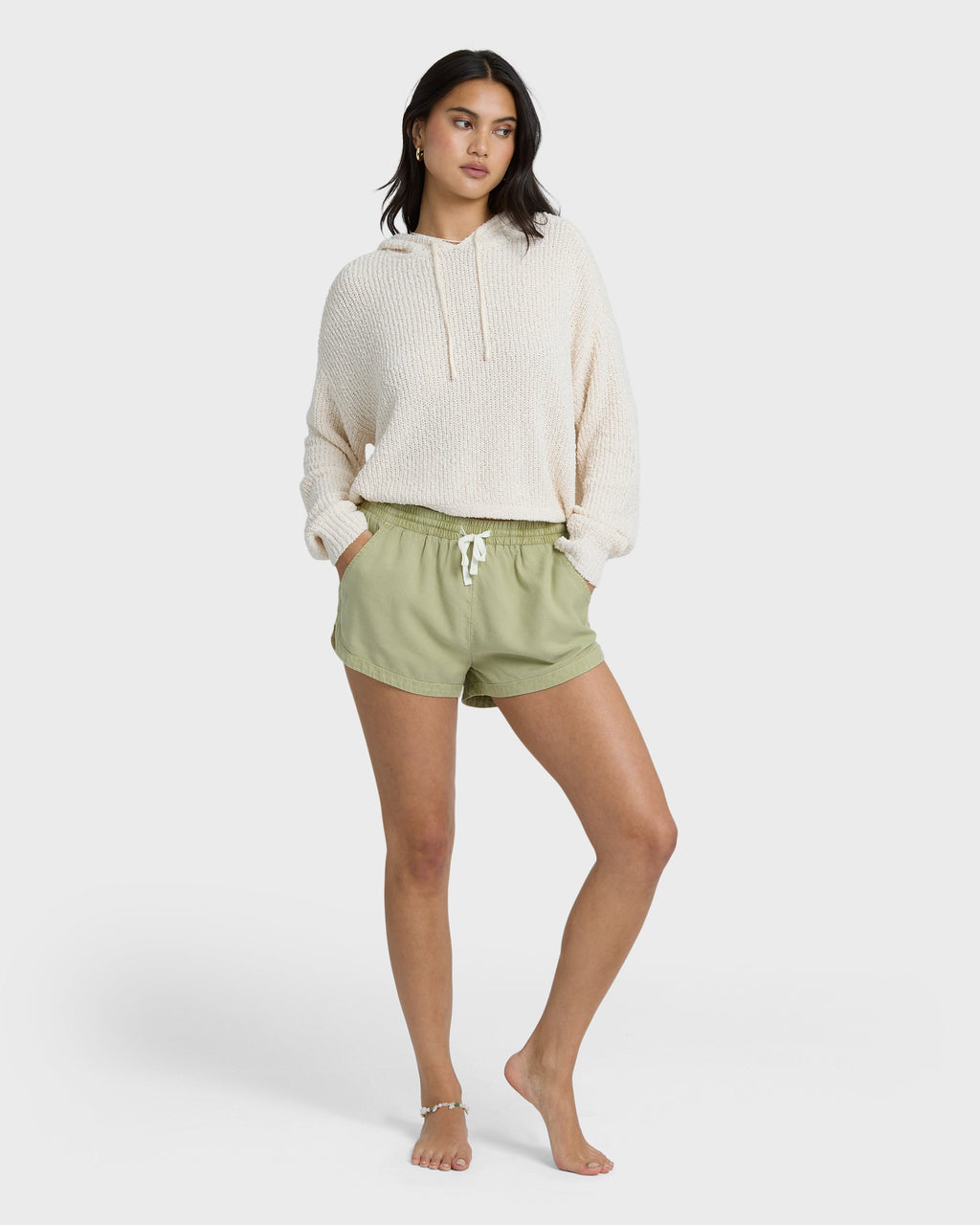 Road Trippin Elastic Waist Shorts - Avocado
