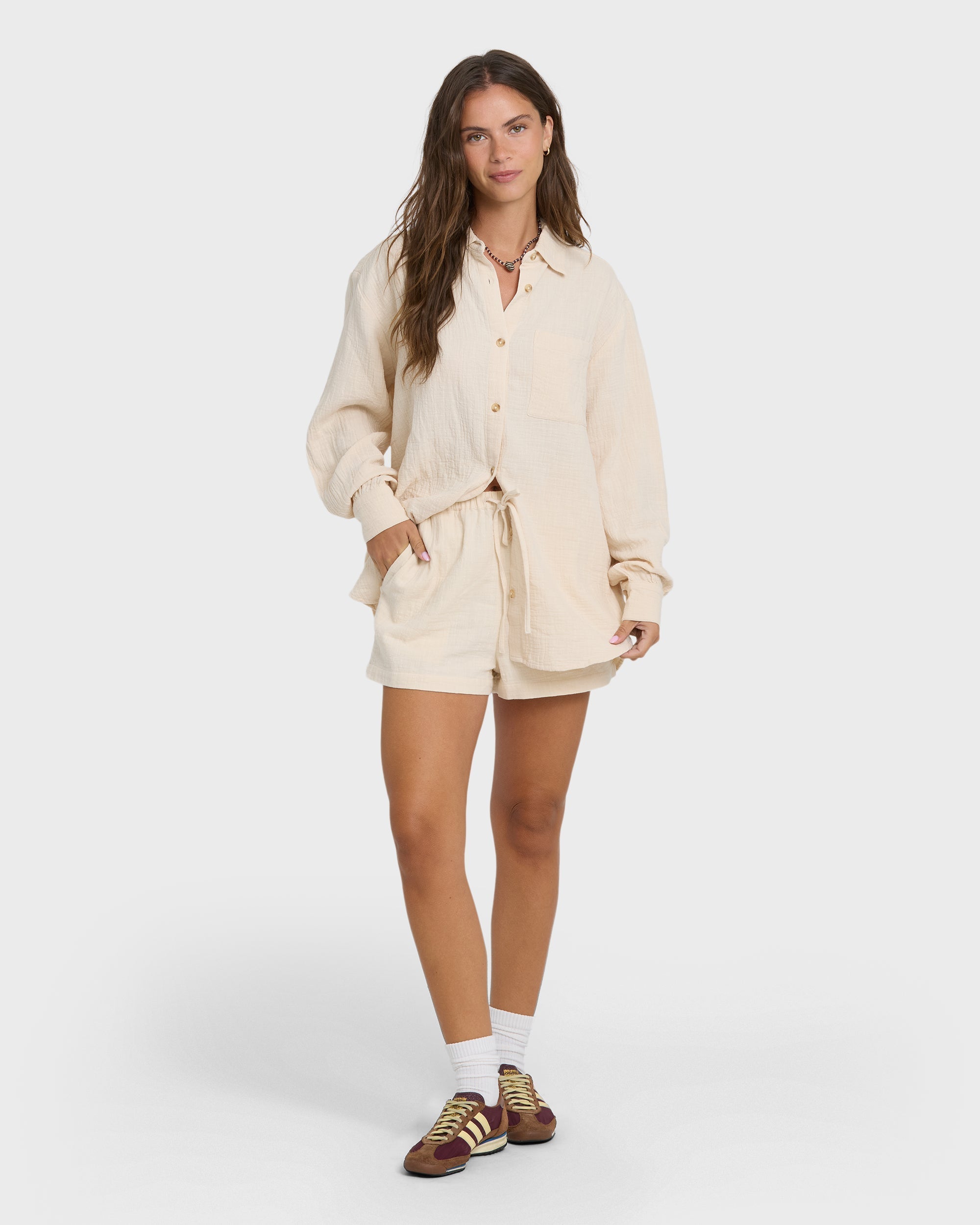 Wanderer Long Sleeve Woven Shirt - Dove