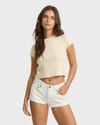 Get Low Denim Shorts - Salt Crystal