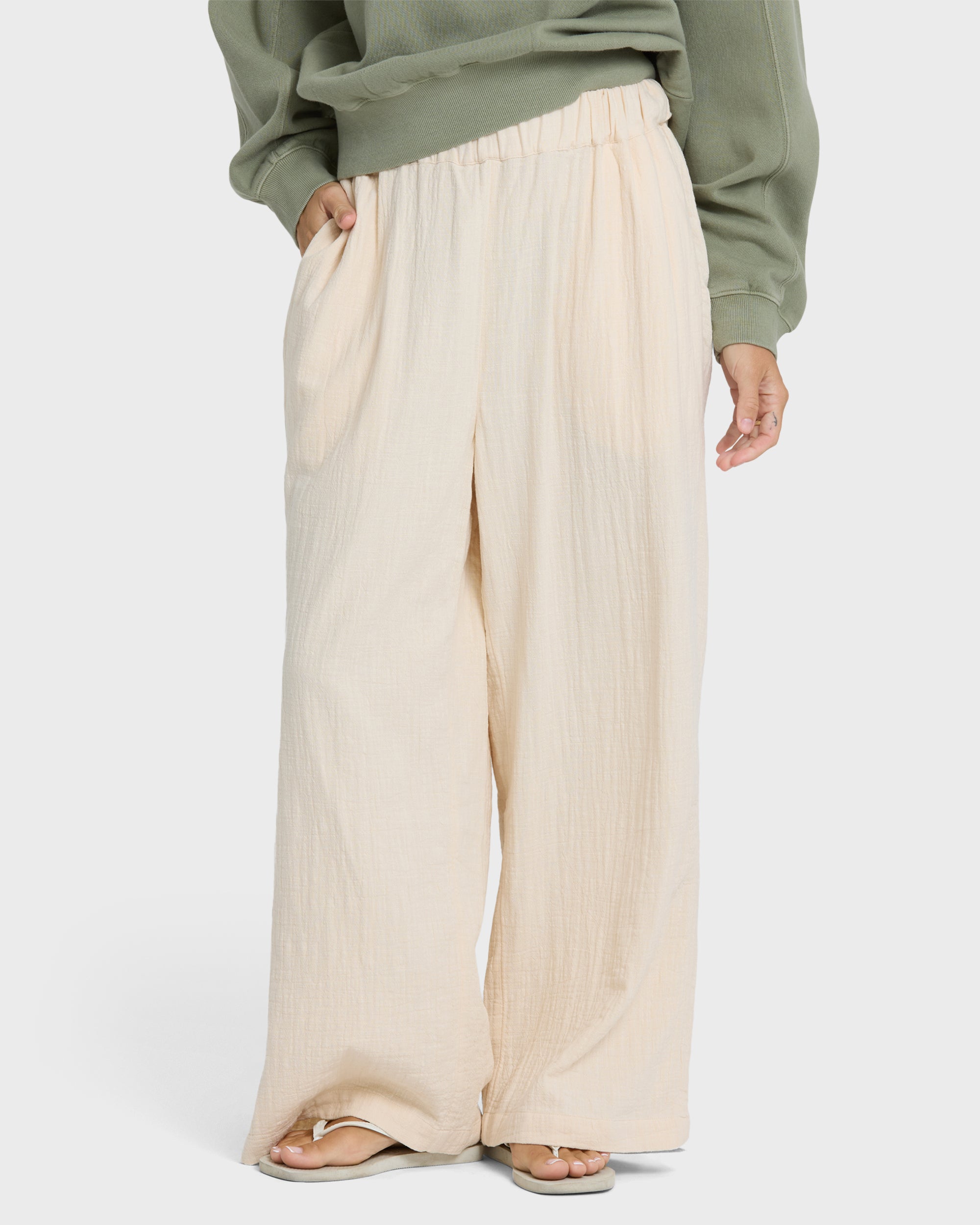 Follow Me Elastic Waist Pants - Dove