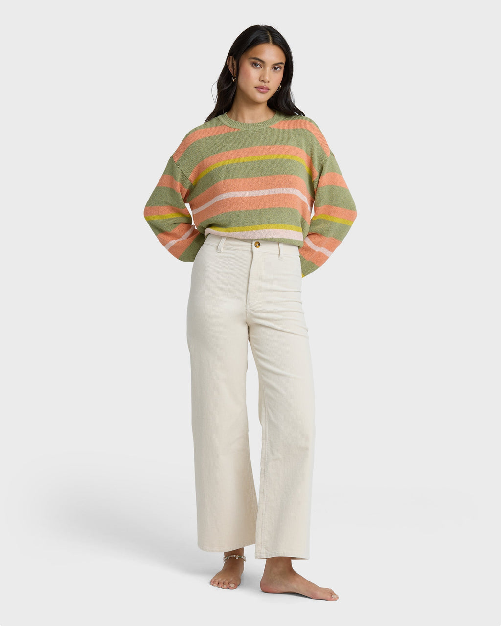 Free Fall High-Waist Twill Pants - Sea Salt