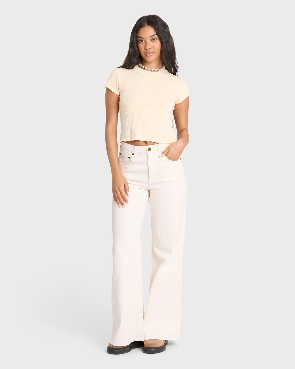 Free Fall Flare 5-Pocket Pants - Sea Salt