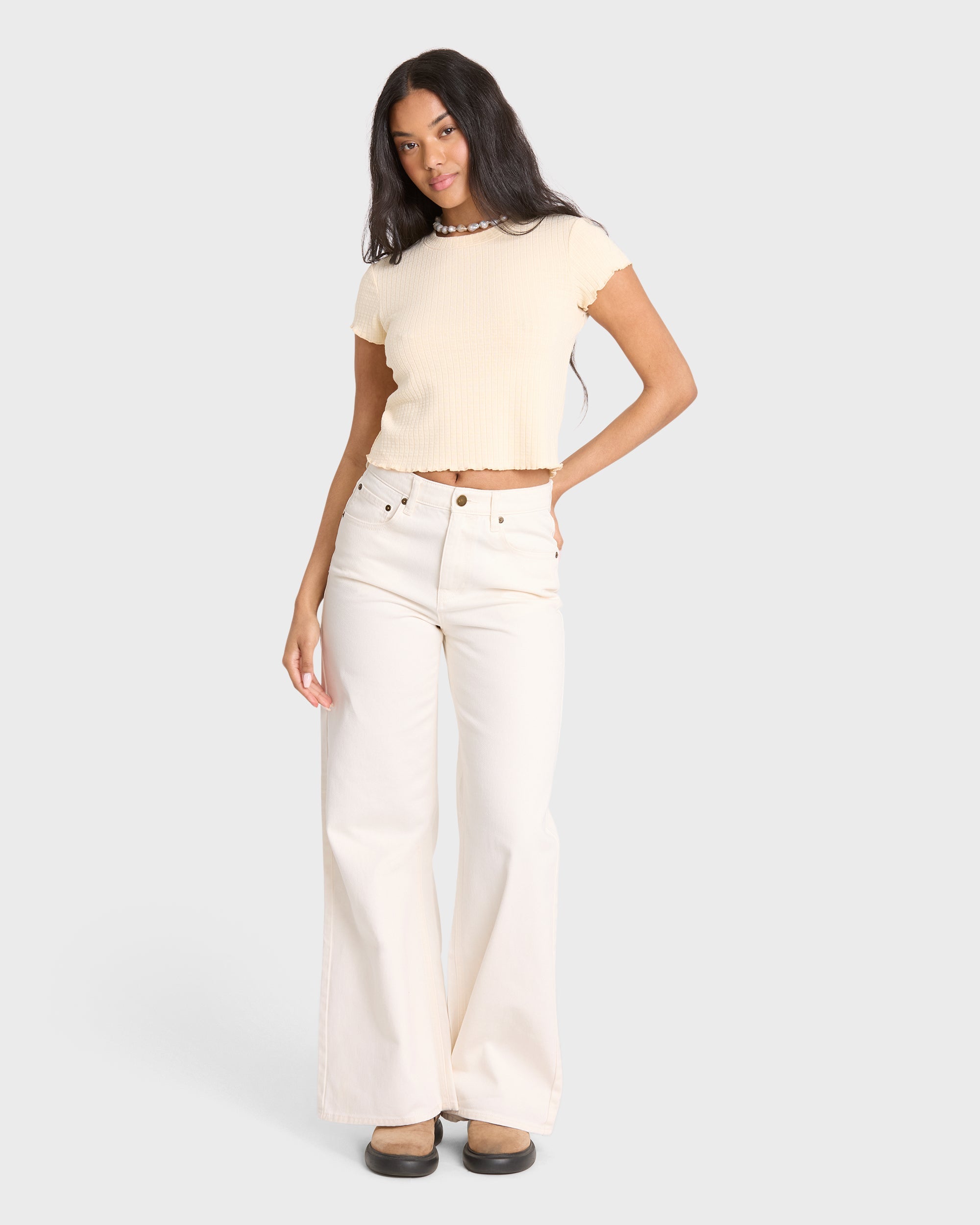 Free Fall Flare 5-Pocket Pants - Sea Salt